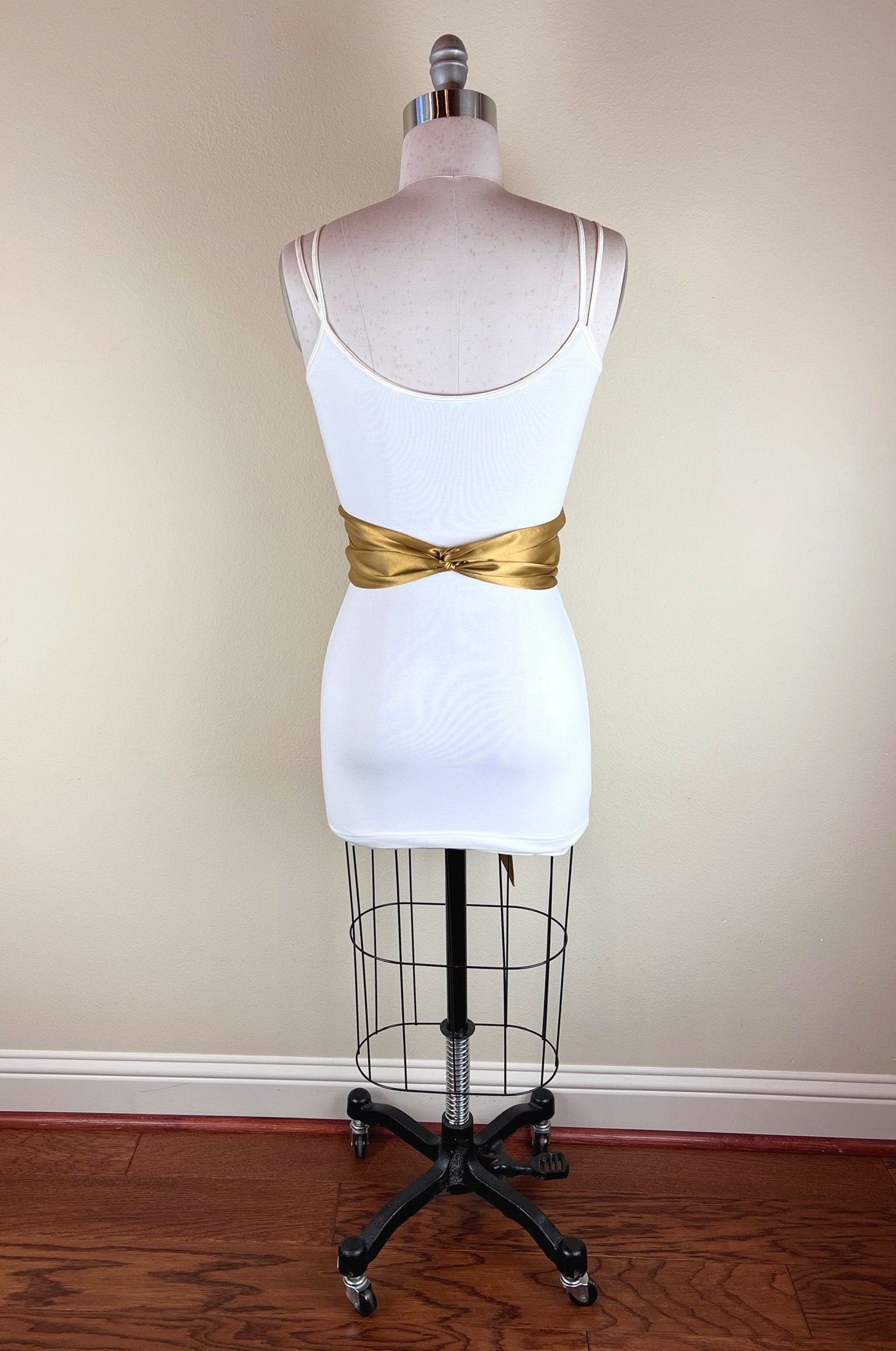 Antique Gold Sash, Old Gold Satin Sash, Deep Gold Sash Belt, Extra Long Sash Belt, Bridal Sash, Dark Gold Wedding Dress Sash, Satin Swank