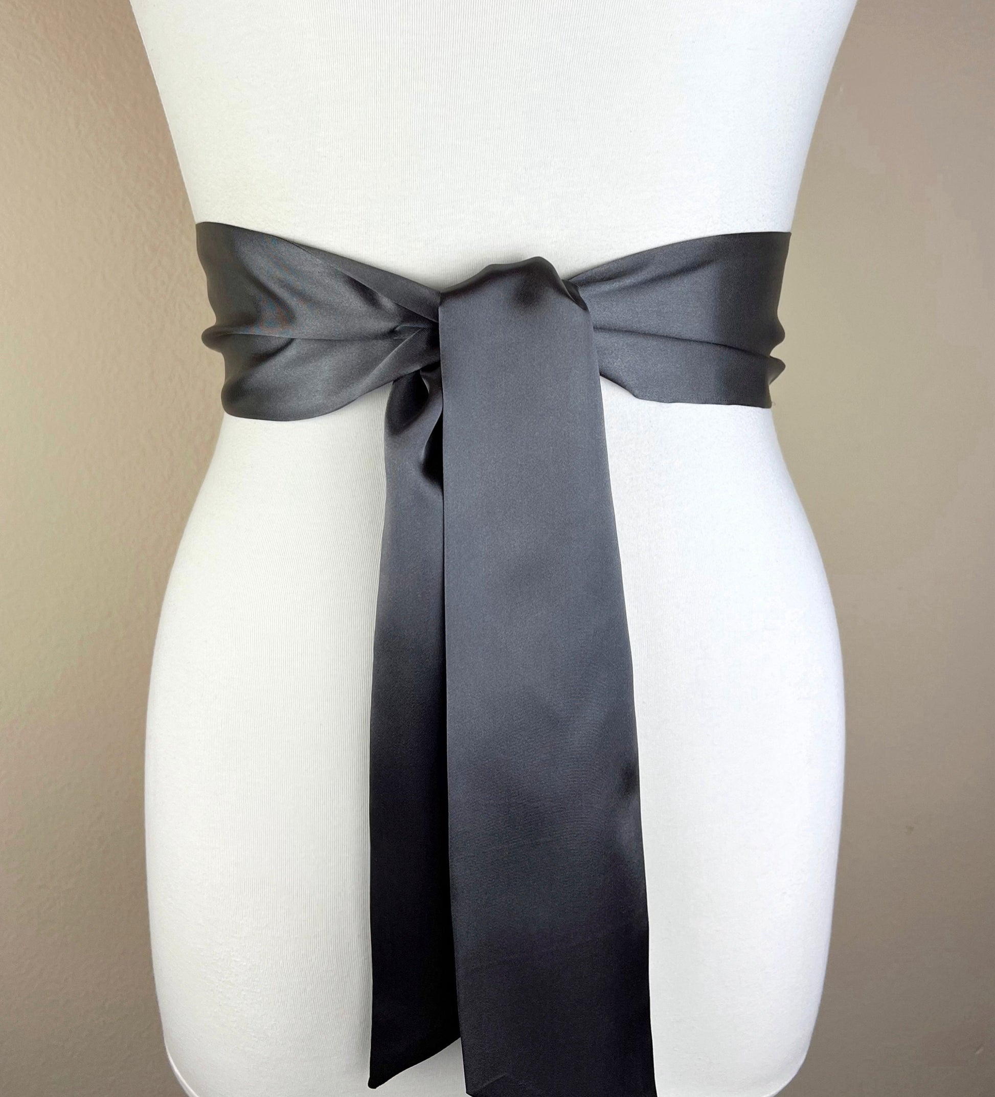 Charcoal Gray Sash Belt, Dark Gray Satin Sash, Gray Wedding Dress Sash, Gunmetal Gray Bridal Sash, Charcoal Satin Sash, Satin Swank