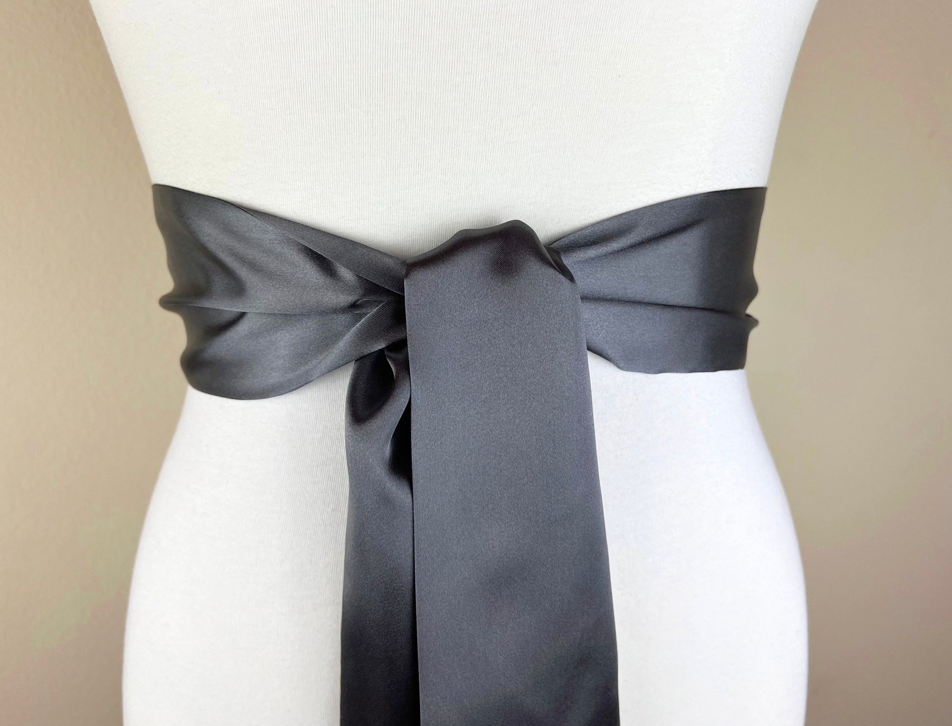 Charcoal Gray Sash Belt, Dark Gray Satin Sash, Gray Wedding Dress Sash, Gunmetal Gray Bridal Sash, Charcoal Satin Sash, Satin Swank
