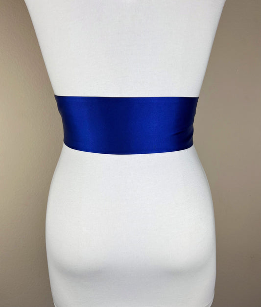Cobalt Satin Sash, Cobalt Blue Sash Belt, Wide Cobalt Wedding Dress Sash, Deep Royal Sash Belt, Cobalt Satin Bridesmaid Sash, Satin Swank
