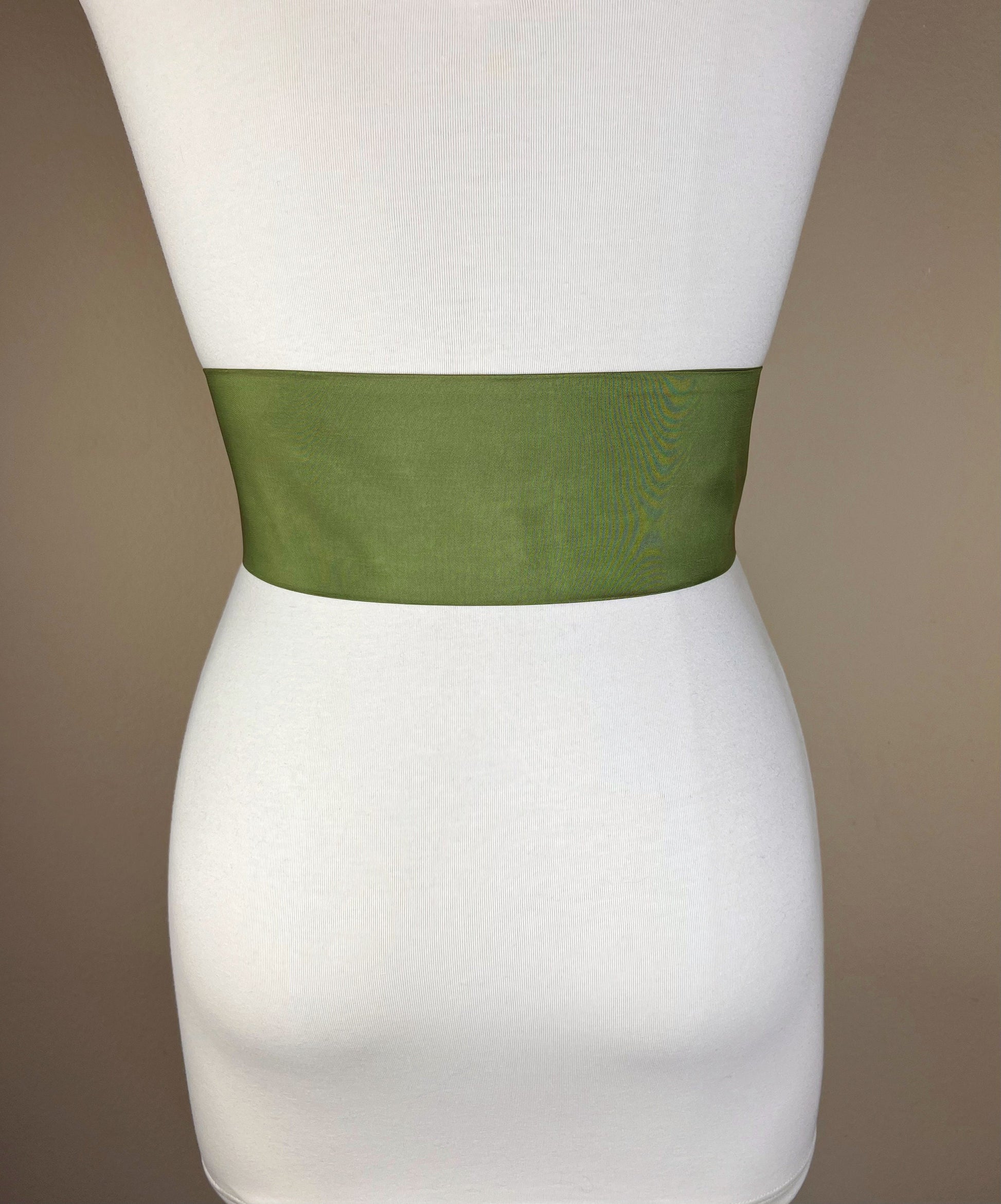 Crisp Taffeta Sash in Fern Green, Fern Green Taffeta Bow Belt, Formal Green Dress Sash, Taffeta Ball Gown Sash, Green Sash Belt, Satin Swank
