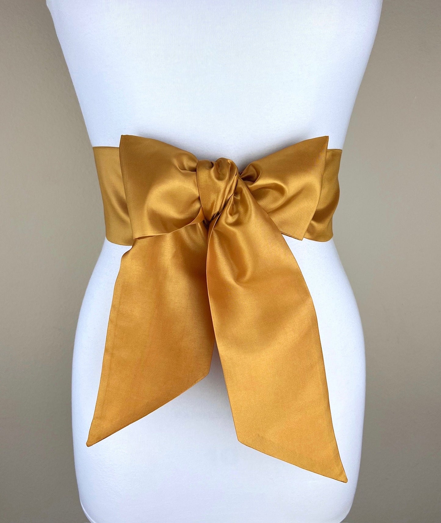 Crisp Taffeta Sash in Harvest Gold, Dark Gold Taffeta Bow Belt, Deep Gold Dress Sash, Taffeta Dress Sash, Antique Gold Sash, Satin Swank