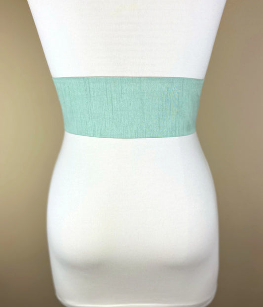 Wide Textured Seafoam Green Sash, Pastel Green Dupioni Sash, Light Green Dress Sash, Dupioni Belt, Green Wedding Dress Sash, Satin Swank
