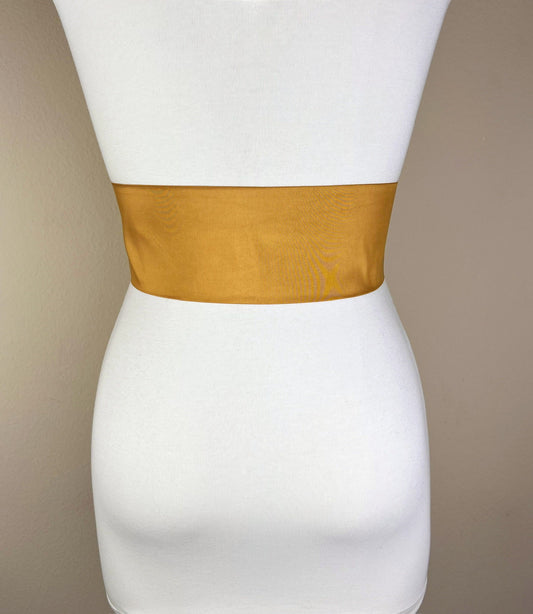 Crisp Taffeta Sash in Harvest Gold, Dark Gold Taffeta Bow Belt, Deep Gold Dress Sash, Taffeta Dress Sash, Antique Gold Sash, Satin Swank