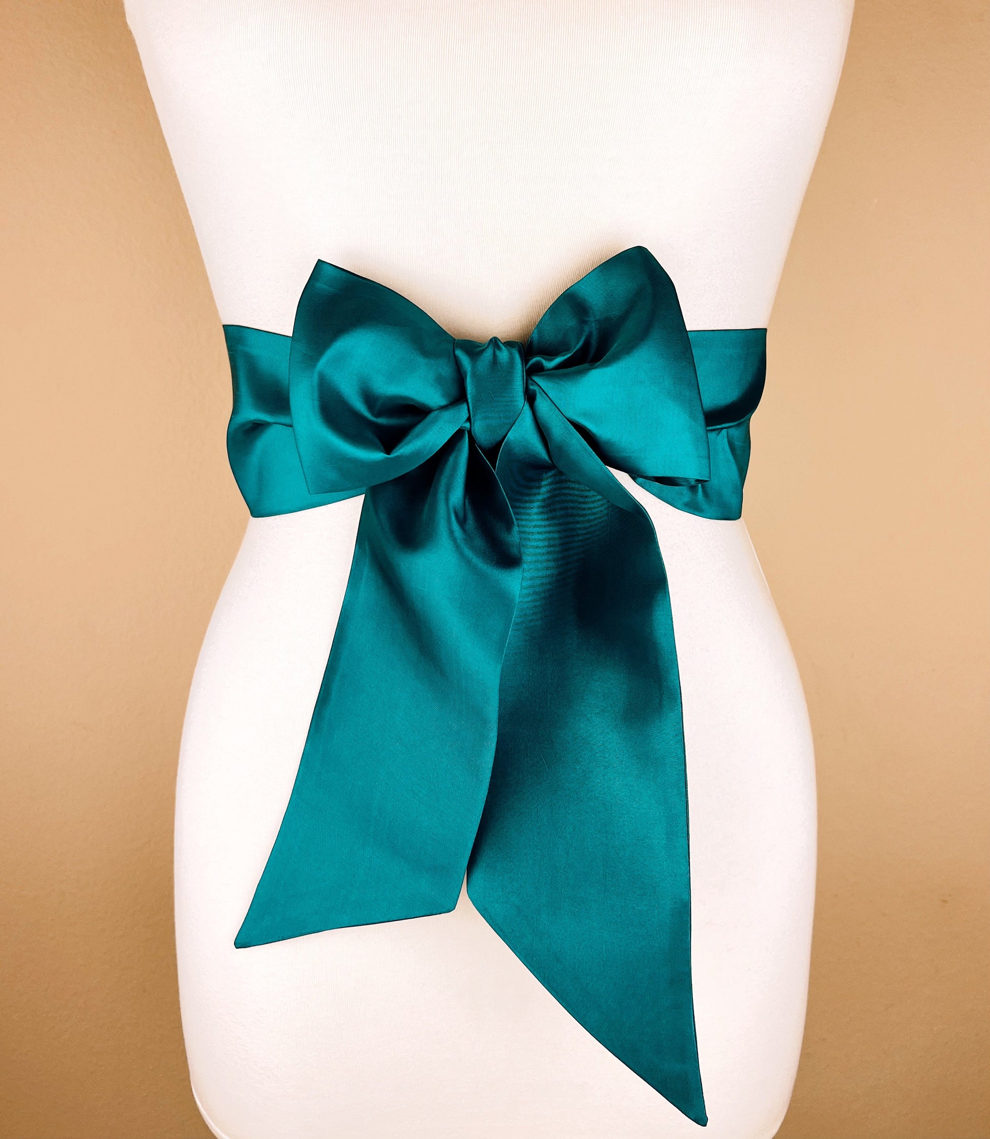 Crisp Taffeta Sash in Teal Jewel, Dark Teal Taffeta Bow Belt, Deep Teal Dress Sash, Taffeta Dress Sash, Jewel-tone Teal Sash, Satin Swank