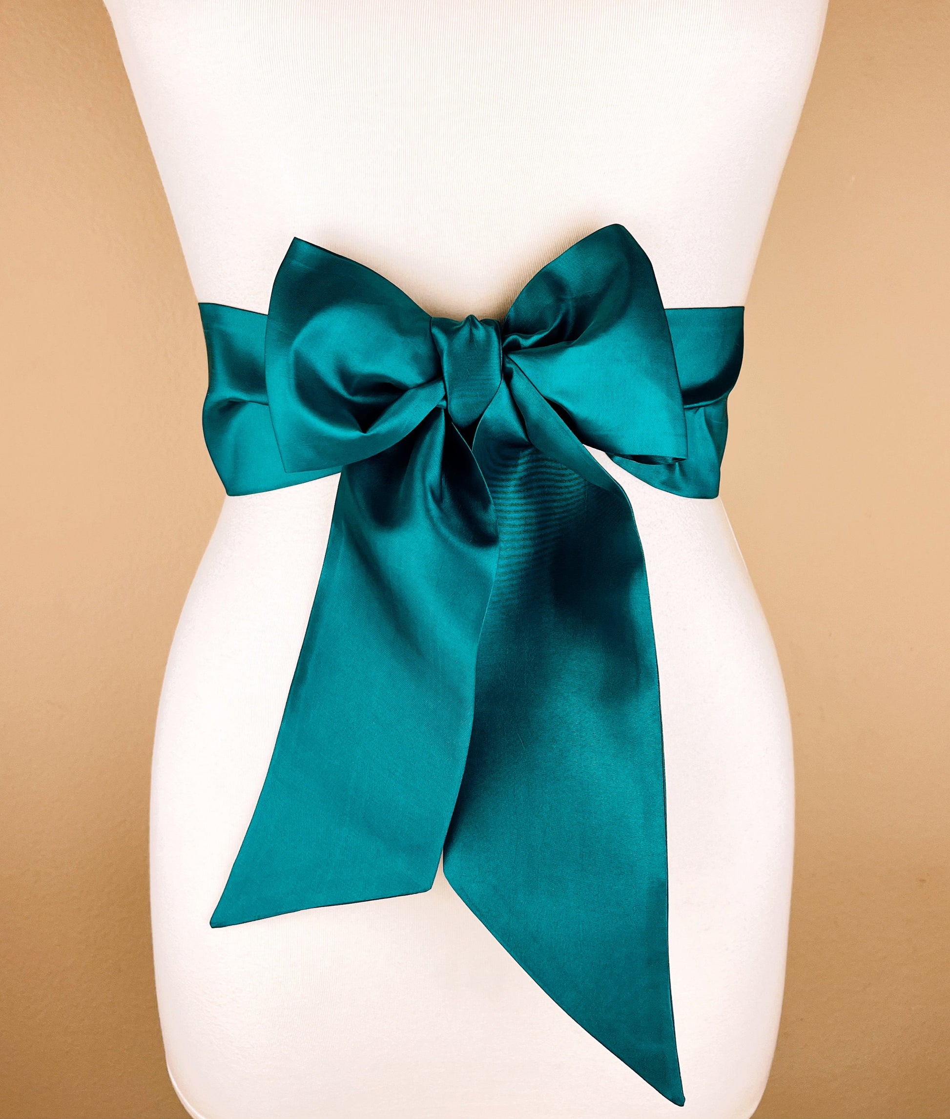 Crisp Taffeta Sash in Teal Jewel, Dark Teal Taffeta Bow Belt, Deep Teal Dress Sash, Taffeta Dress Sash, Jewel-tone Teal Sash, Satin Swank
