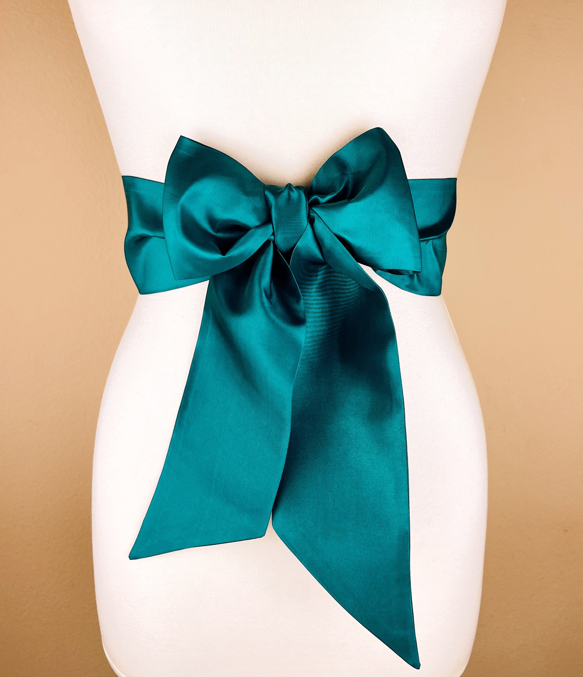 Crisp Taffeta Sash in Teal Jewel, Dark Teal Taffeta Bow Belt, Deep Teal Dress Sash, Taffeta Dress Sash, Jewel-tone Teal Sash, Satin Swank