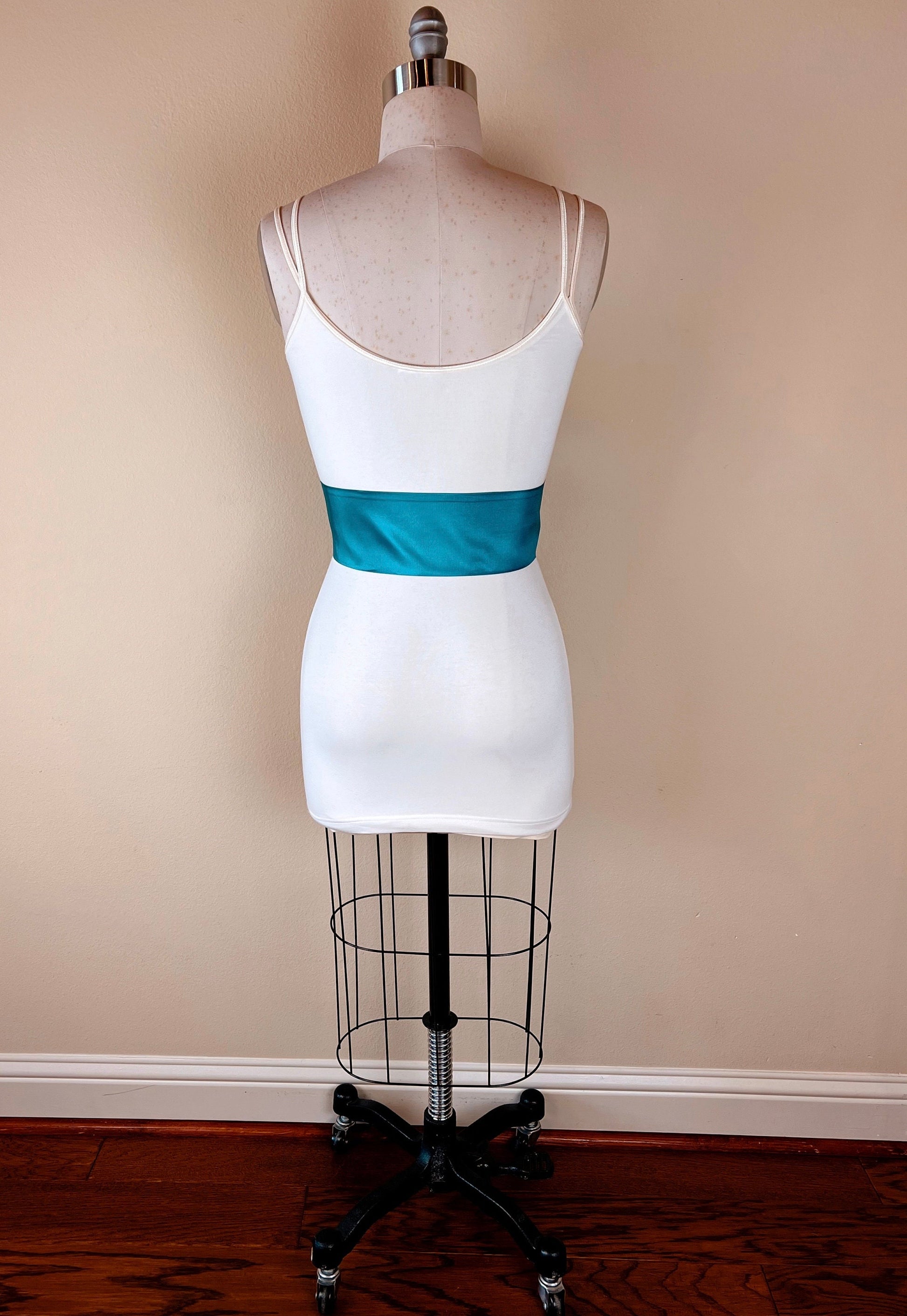 Crisp Taffeta Sash in Teal Jewel, Dark Teal Taffeta Bow Belt, Deep Teal Dress Sash, Taffeta Dress Sash, Jewel-tone Teal Sash, Satin Swank