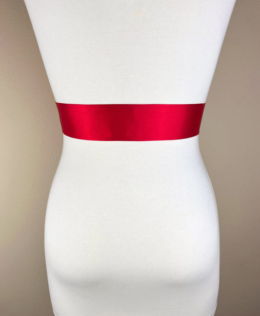 Narrow Red Sash, Red Satin Sash Bridesmaid Sash, Red Wedding Dress Sash, Bridal Sash, Bright Red Satin Sash Belt, Red Dress Sash Satin Swank