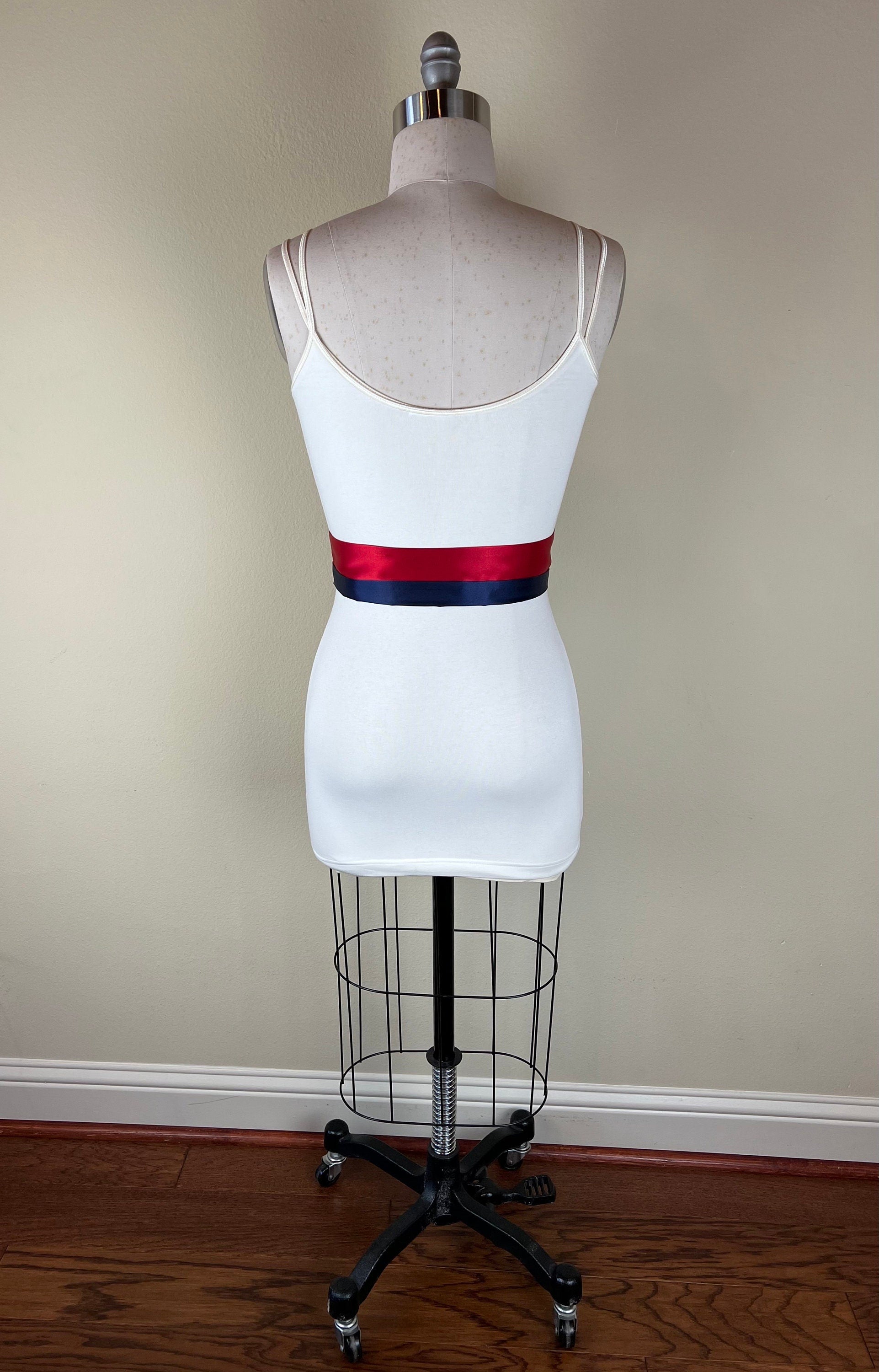 Color Block Navy & Red Satin Sash, Navy Sash Belt, Wide Navy and Red Wedding, Red, White Blue Wedding, Bridesmaid Sash, Satin Swank