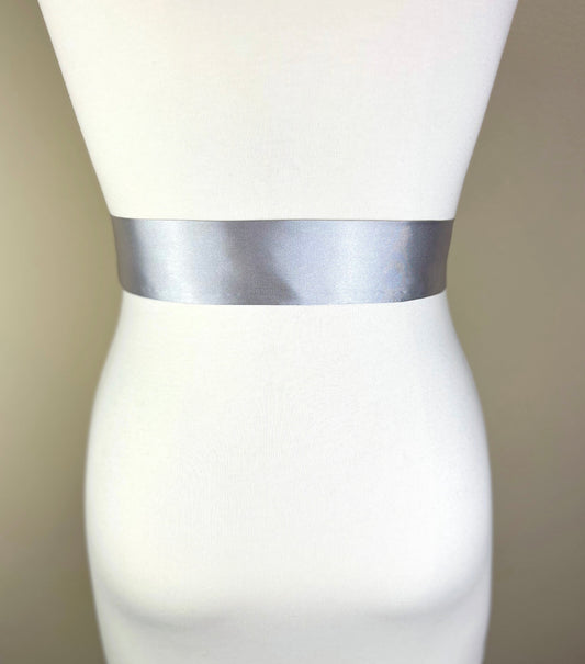 Bright Silver Sash, Narrow Silver Satin Sash Belt, Bridesmaid Sash, Silver Wedding Dress Sash, Silver Bridal Sash, Wedding Sash, Satin Swank