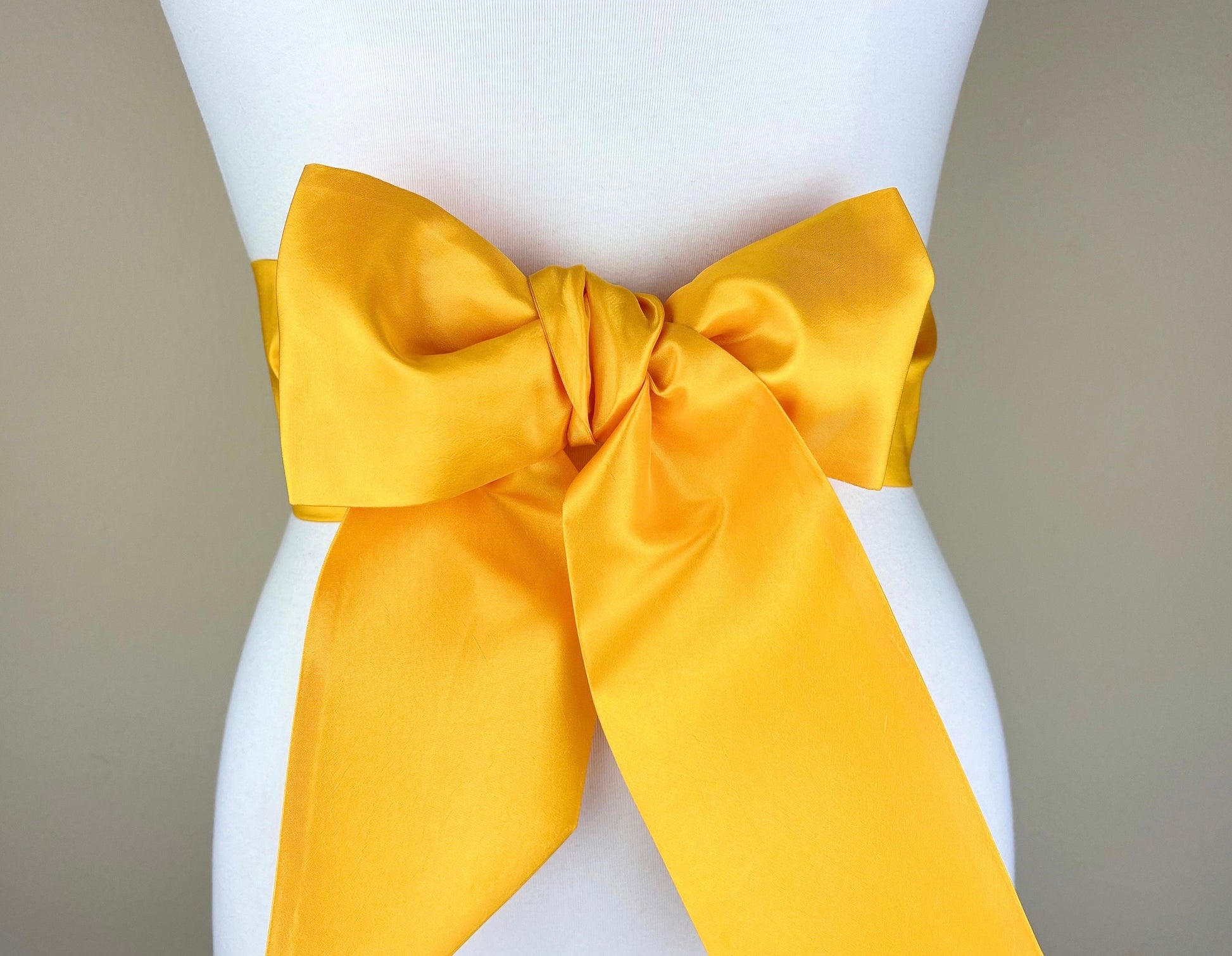 Crisp Taffeta Sash in Sunflower Yellow, Bright Yellow Taffeta Bow Belt, Yellow Sash, Taffeta Dress Sash, Deep Yellow Sash Belt, Satin Swank