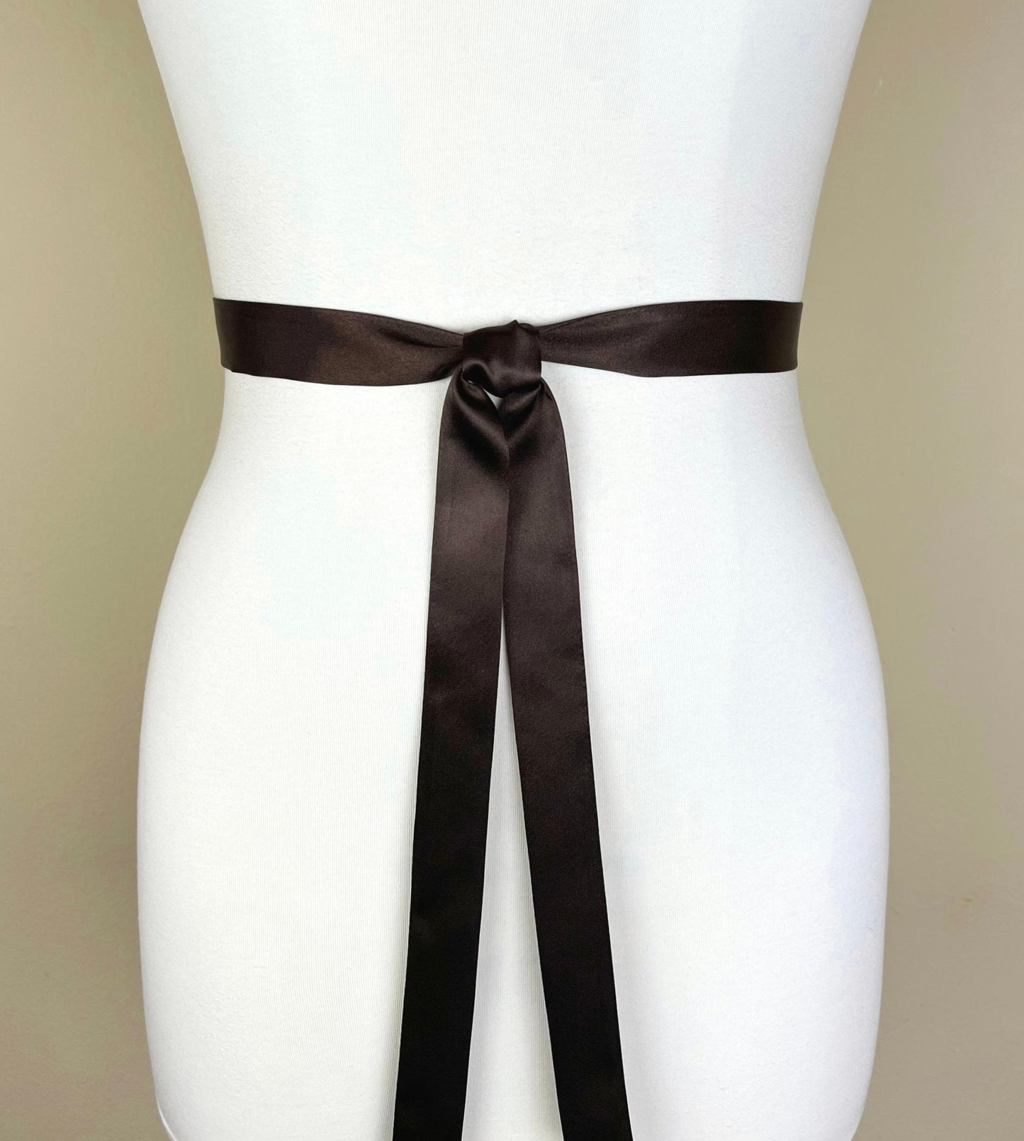 Extra Narrow Dark Brown Sash, Dark Chocolate Brown Satin Sash, Skinny Sash Belt, Narrow Sash Belt, Skinny Brown Sash Belt, Satin Swank
