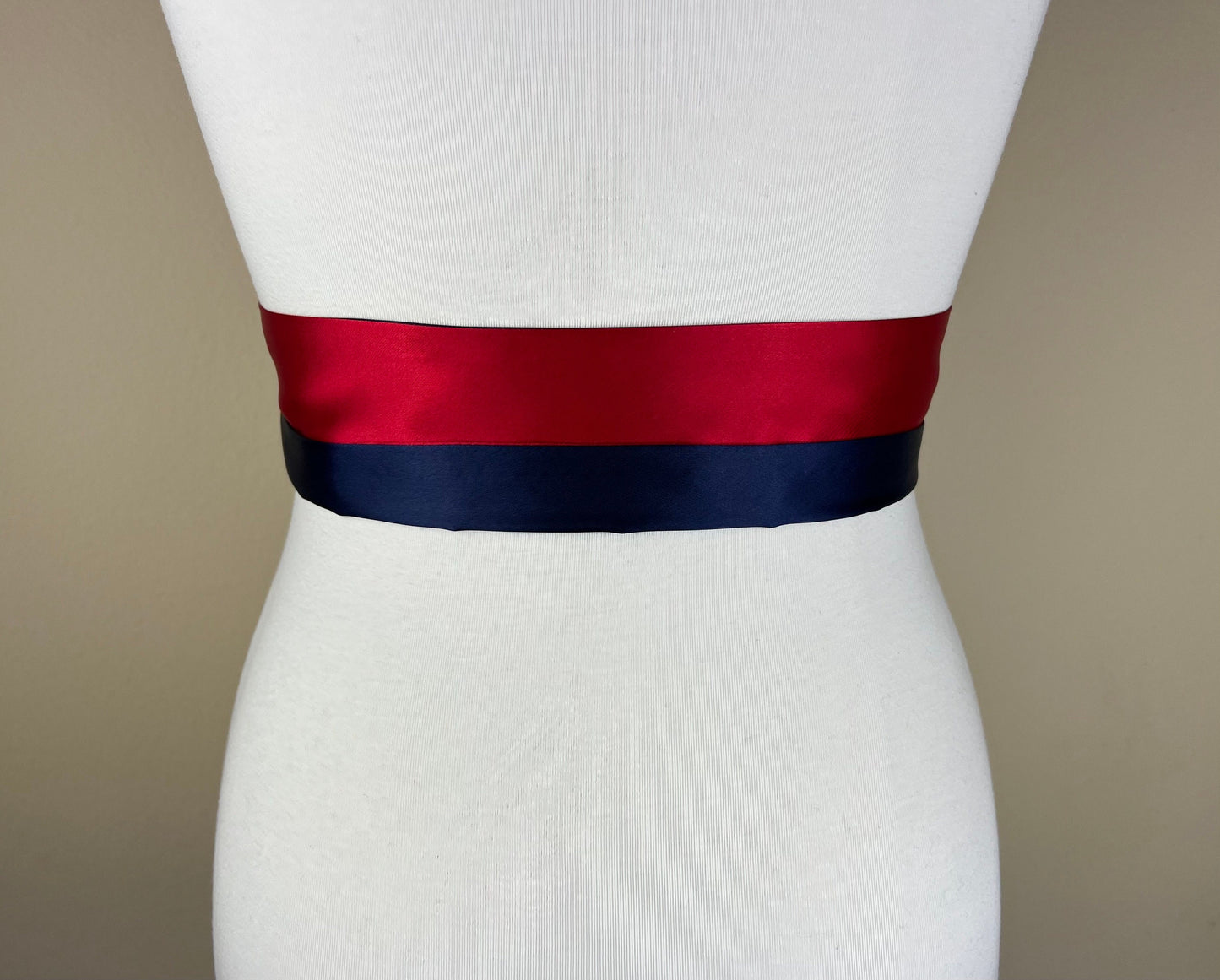 Color Block Navy & Red Satin Sash, Navy Sash Belt, Wide Navy and Red Wedding, Red, White Blue Wedding, Bridesmaid Sash, Satin Swank