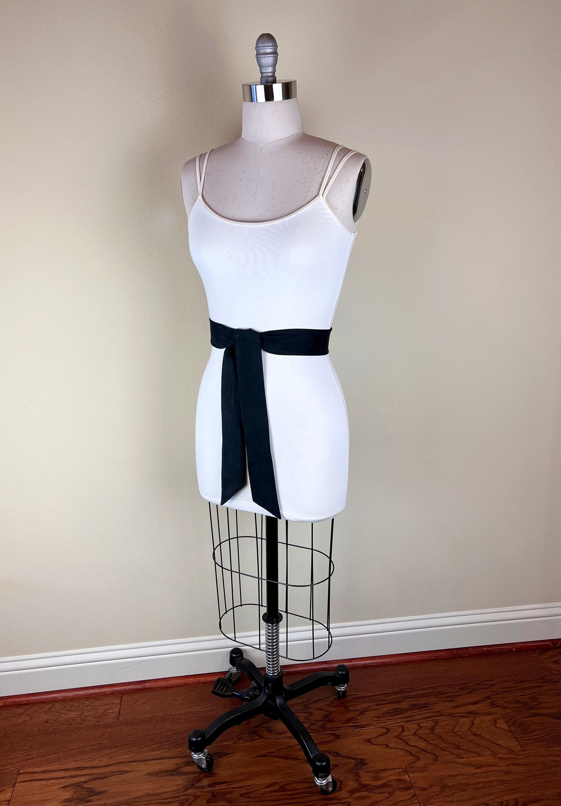 Narrow Ultra Suede Black Sash, Black Micro Suede Sash, Black Suede Cloth Sash Belt, Black Suede Belt, Black Ultra Suede Belt, Satin Swank