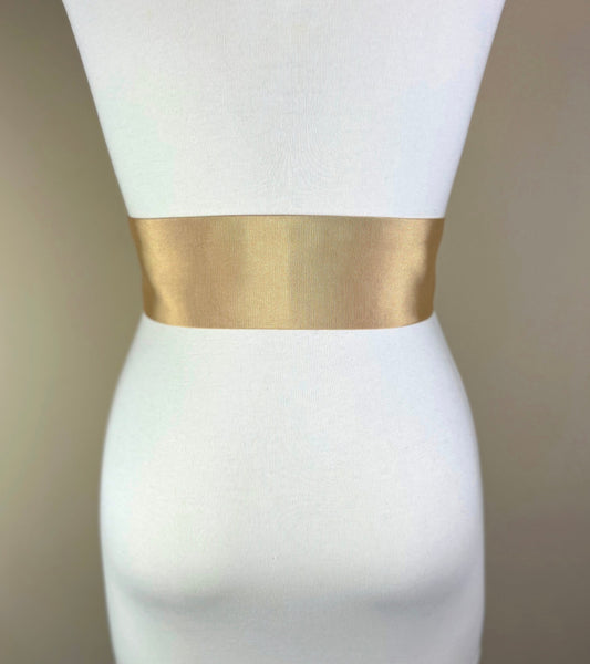 Wide Ribbed Gold Sash Belt, Light Gold Dress Sash, Textured Gold Tie Belt, Gold Wedding Sash Belt, Pale Gold Sash, Satin Swank