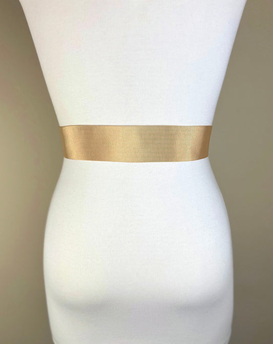 Narrow Ribbed Gold Sash Belt, Light Gold Dress Sash, Textured Gold Tie Belt, Narrow Gold Wedding Sash Belt, Pale Gold Sash, Satin Swank