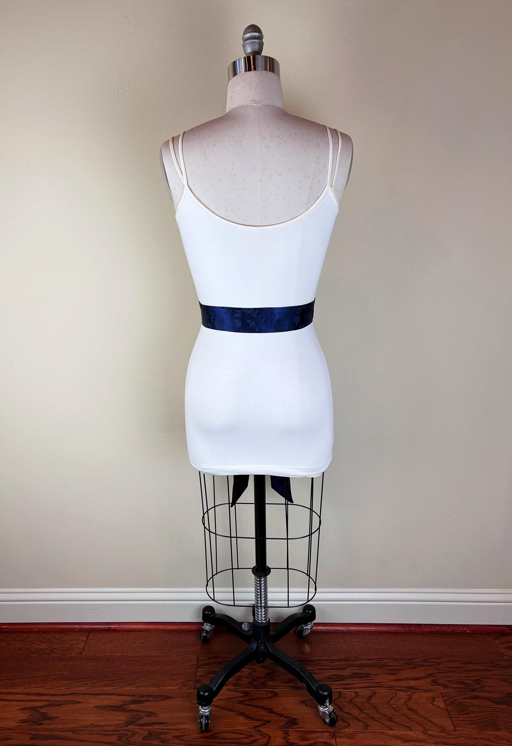 Navy Satin Sash in Rose Jacquard Print, Navy Sash, Navy Rose Sash, Navy Wedding Dress Sash, Navy Bridesmaid Sash, Navy Sash Belt Satin Swank