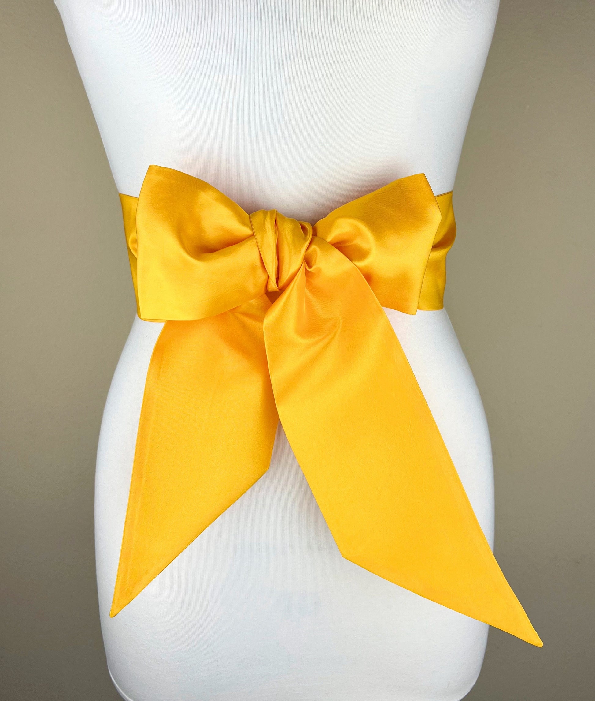 Crisp Taffeta Sash in Sunflower Yellow, Bright Yellow Taffeta Bow Belt, Yellow Sash, Taffeta Dress Sash, Deep Yellow Sash Belt, Satin Swank