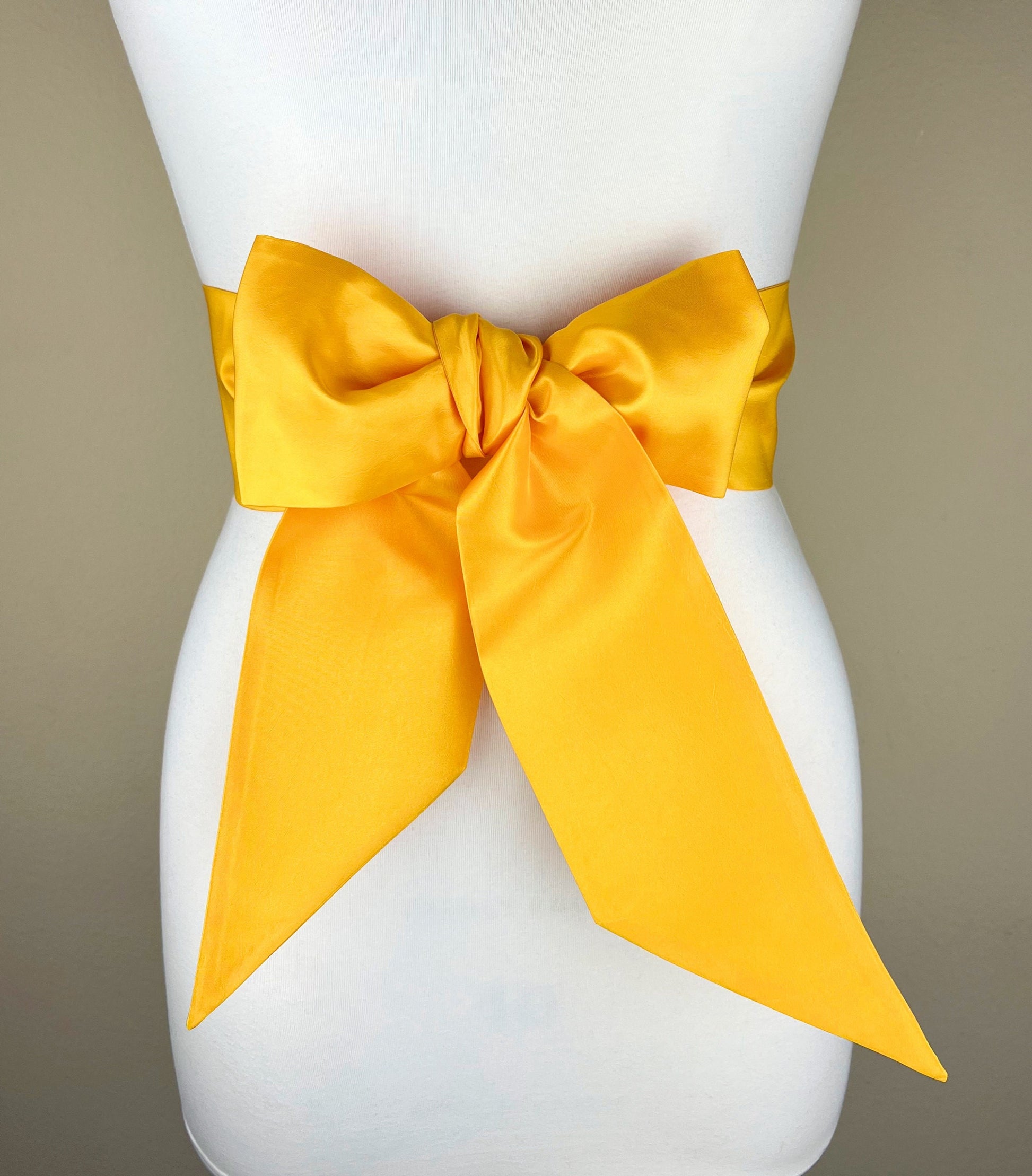 Crisp Taffeta Sash in Sunflower Yellow, Bright Yellow Taffeta Bow Belt, Yellow Sash, Taffeta Dress Sash, Deep Yellow Sash Belt, Satin Swank