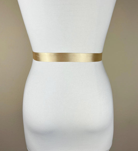 Extra Narrow Gold Sash, Pale Gold Satin Sash Belt, Skinny Sash Belt, Thin Sash Belt, Skinny Gold Tie Belt, Satin Gold Belt, Satin Swank