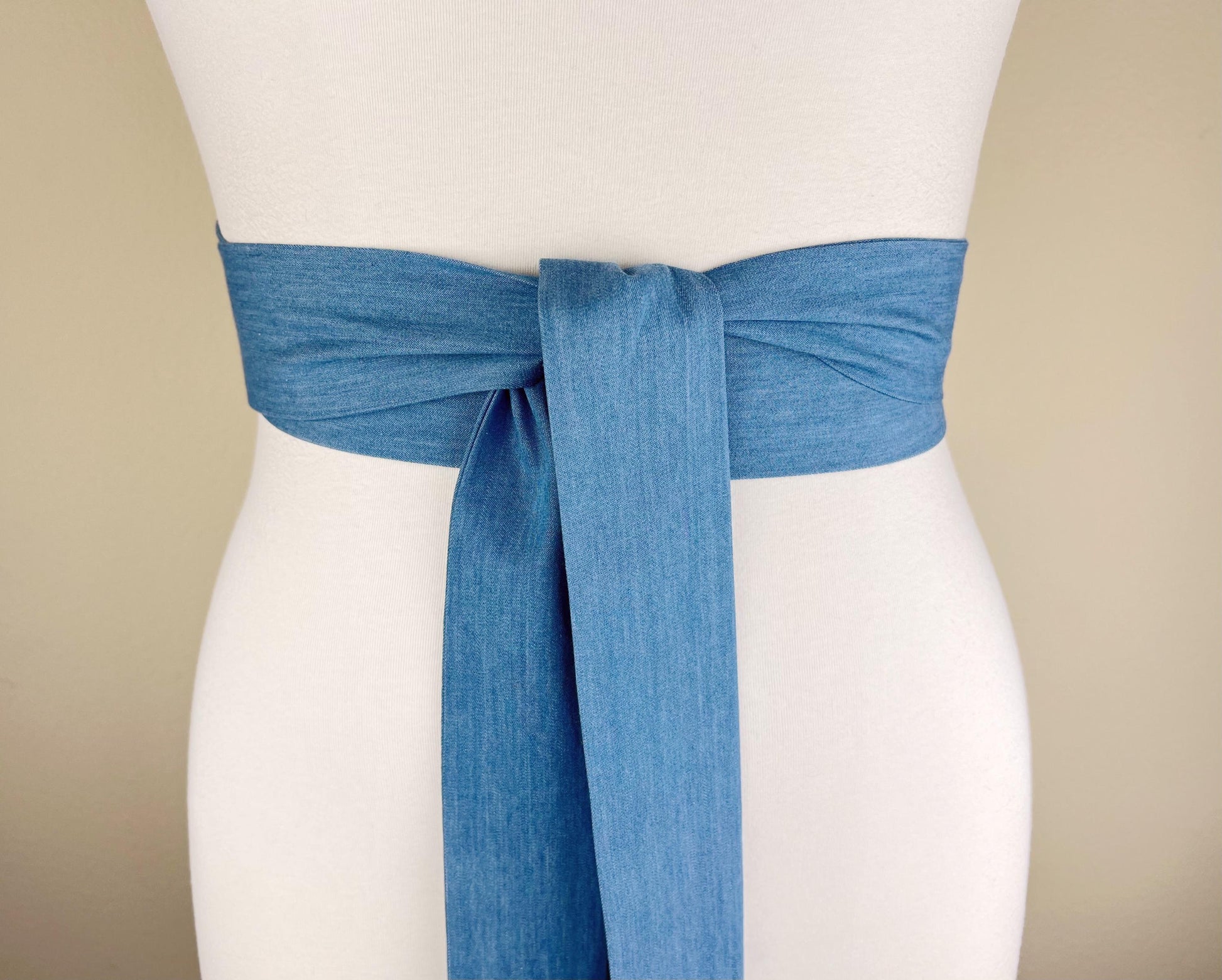 Extra Long Denim Sash, Light Wash Denim Sash, Narrow Denim Belt, Faded Denim Sash Belt, Light Denim Belt, Denim Accessories, Satin Swank