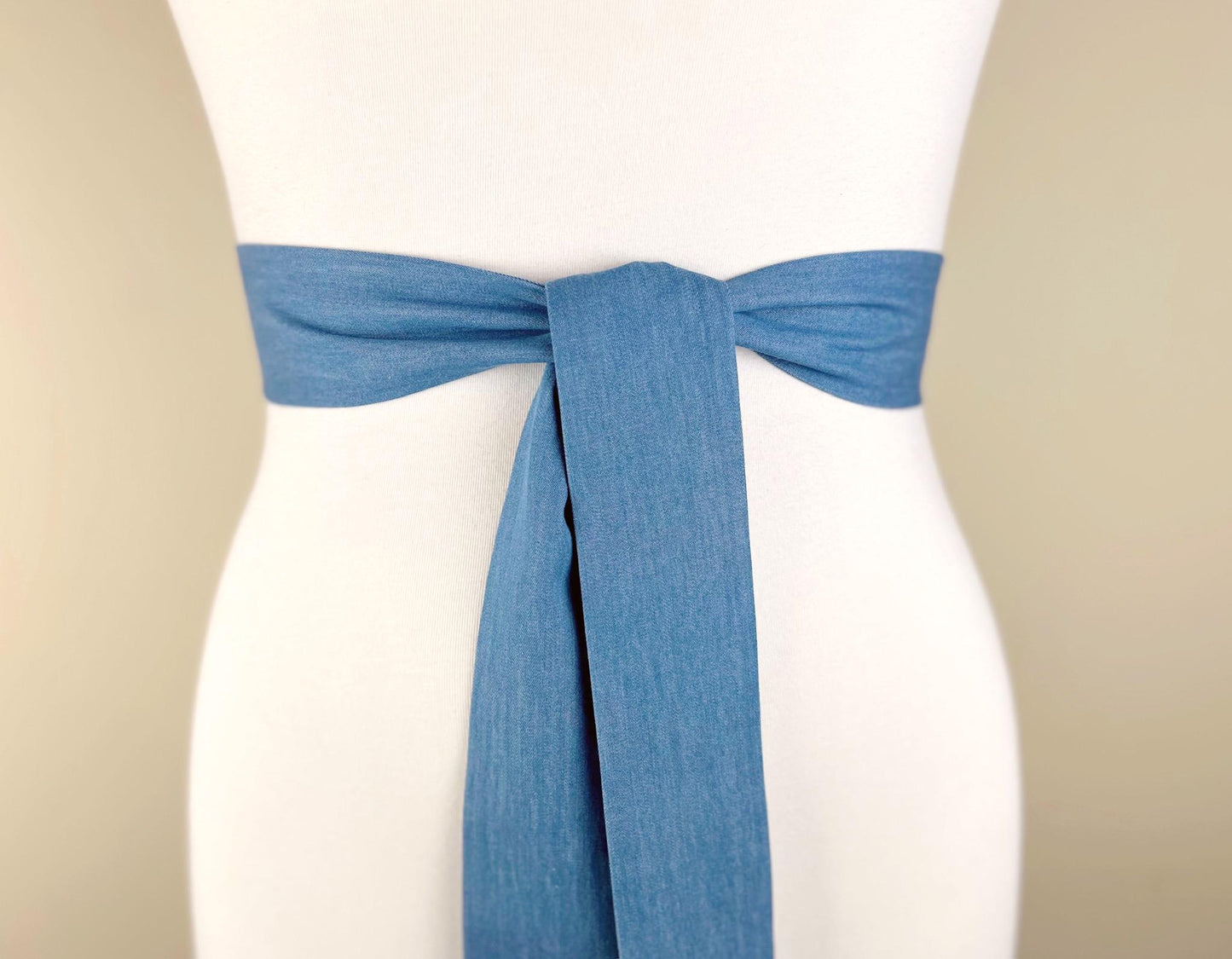 Narrow Denim Sash, Light Wash Denim Sash, Denim Belt, Faded Denim Accessories, Sash Belt, Light Denim Belt, Denim Accessories, Satin Swank