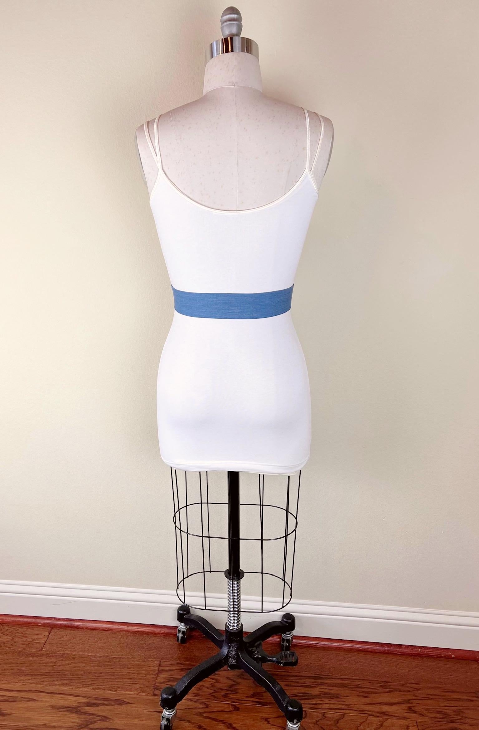 Narrow Denim Sash, Light Wash Denim Sash, Denim Belt, Faded Denim Accessories, Sash Belt, Light Denim Belt, Denim Accessories, Satin Swank