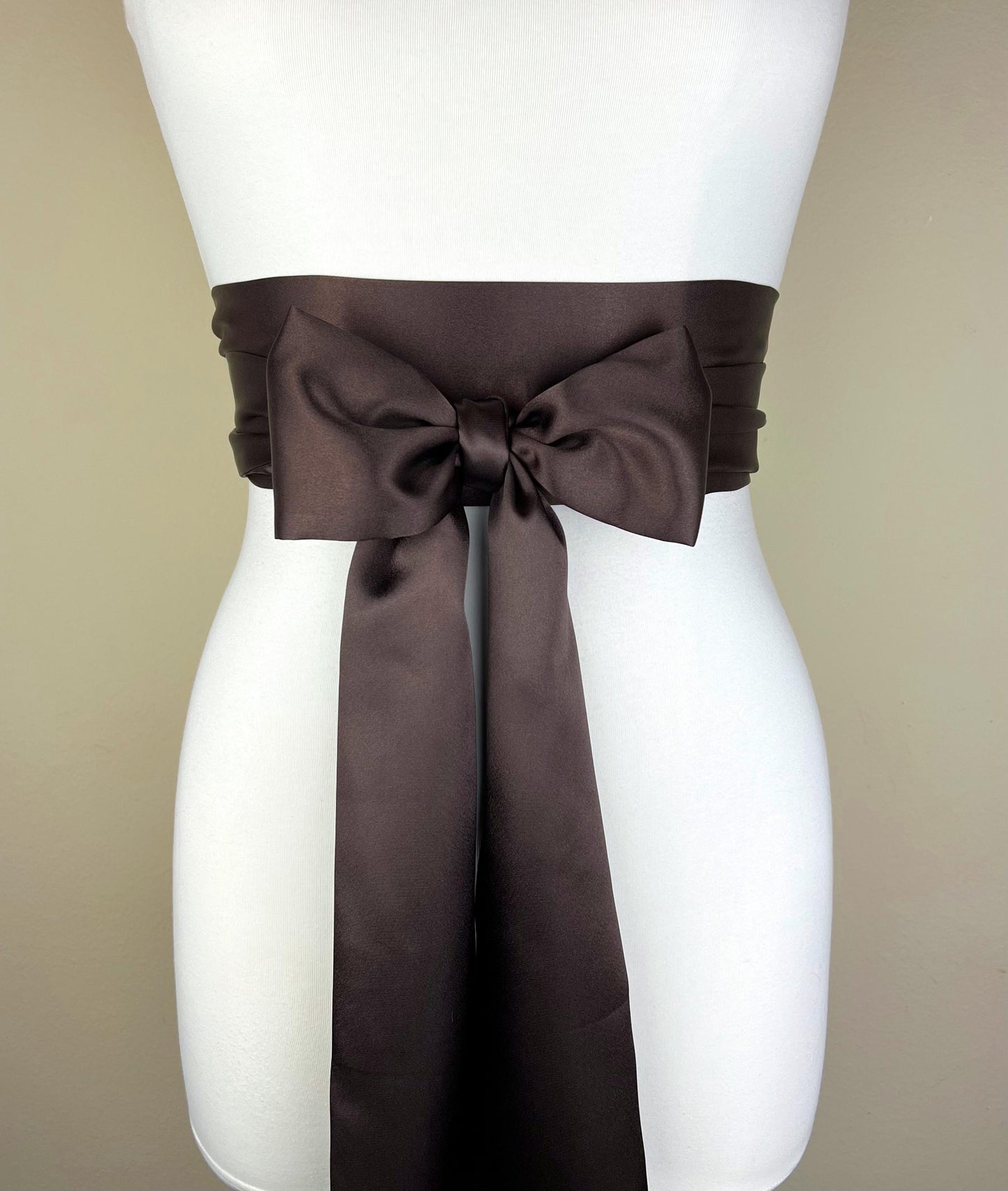 Chocolate Brown Sash, Chocolate Satin Sash, Reversible Waist Wrap Belt, Obi Sash Bow Belt, Bridesmaid Sash, Wedding Bridal Sash, Satin Swank