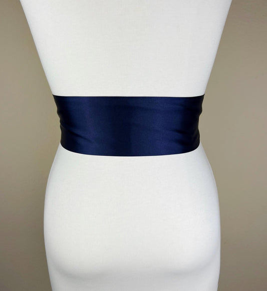 Navy Satin Sash, Navy Sash Belt, Wide Navy Wedding Dress Sash, Navy Bridal Sash, Navy Blue Satin Belt, Navy Bridesmaid Sash, Satin Swank