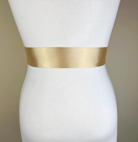 Pale Gold Sash, Narrow Gold Satin Sash Belt, Bridesmaid Sash, Gold Wedding Dress Sash, Gold Bridal Sash, Wedding Gown Sash, Satin Swank