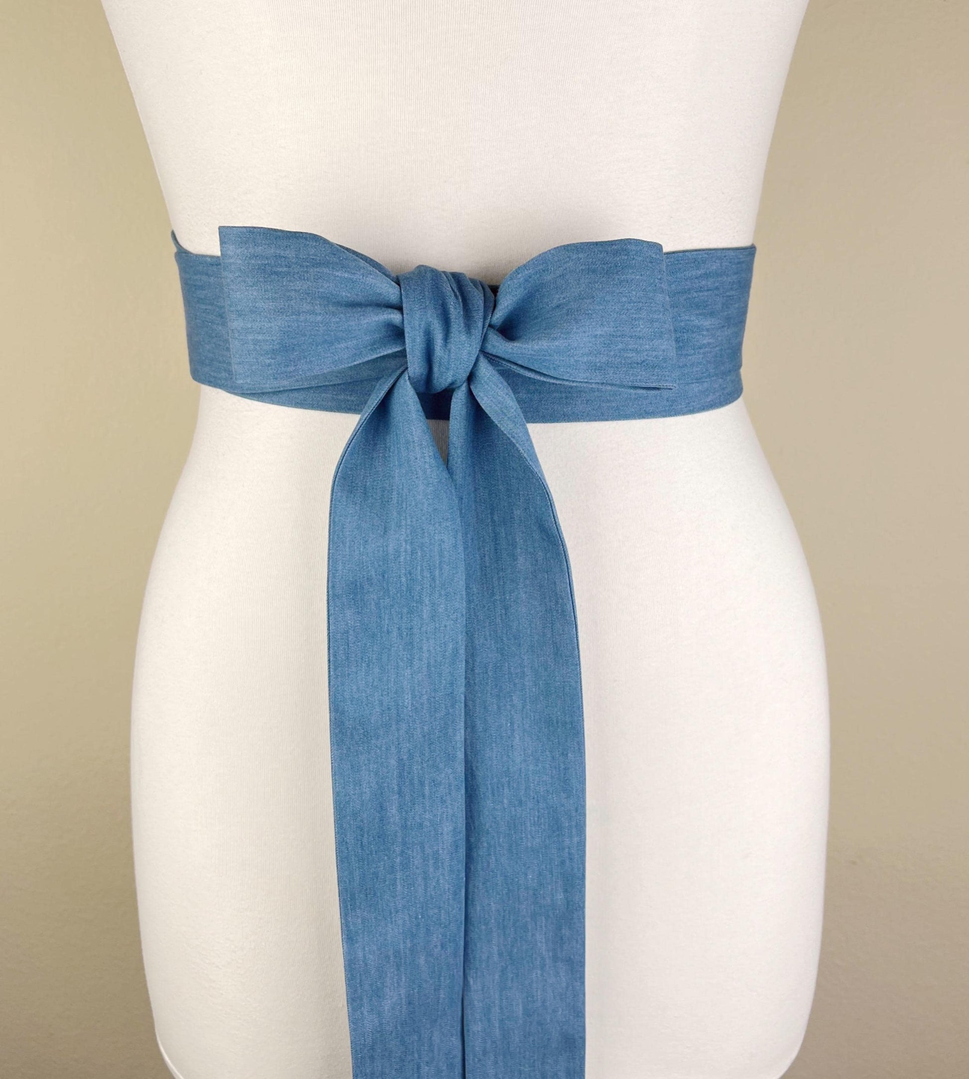 Extra Long Denim Sash, Light Wash Denim Sash, Narrow Denim Belt, Faded Denim Sash Belt, Light Denim Belt, Denim Accessories, Satin Swank