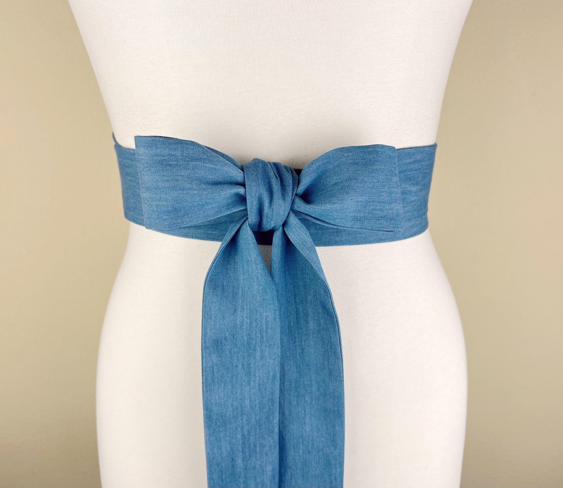 Extra Long Denim Sash, Light Wash Denim Sash, Narrow Denim Belt, Faded Denim Sash Belt, Light Denim Belt, Denim Accessories, Satin Swank