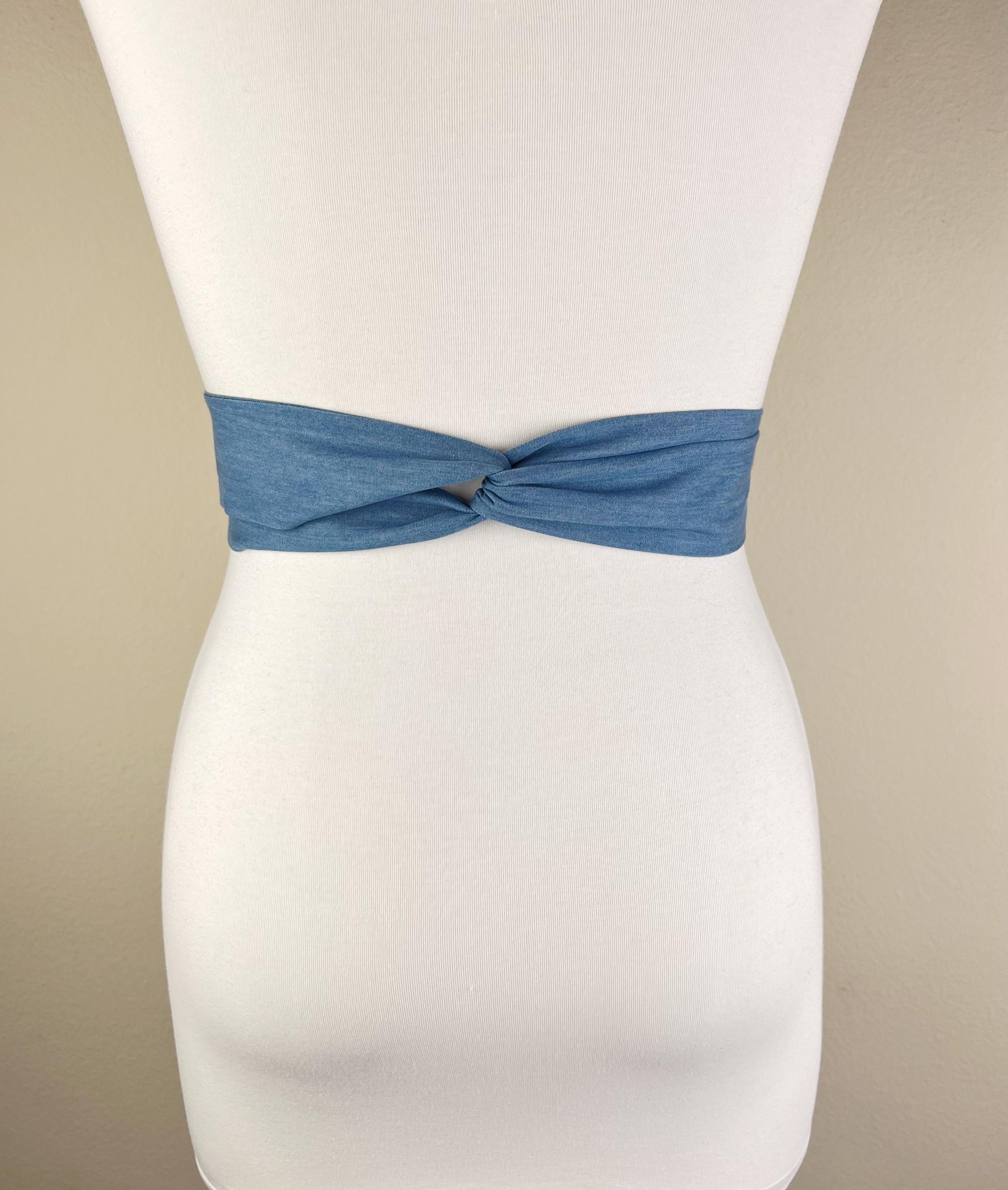 Extra Long Denim Sash, Light Wash Denim Sash, Narrow Denim Belt, Faded Denim Sash Belt, Light Denim Belt, Denim Accessories, Satin Swank