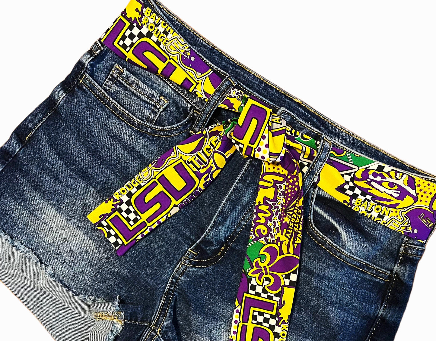 LSU Sash Belt, LSU Tailgate Outfit, LSU Tigers Game Day Outfit, Louisiana State Geaux Tigers Tailgate Party + More Colleges, Satin Swank