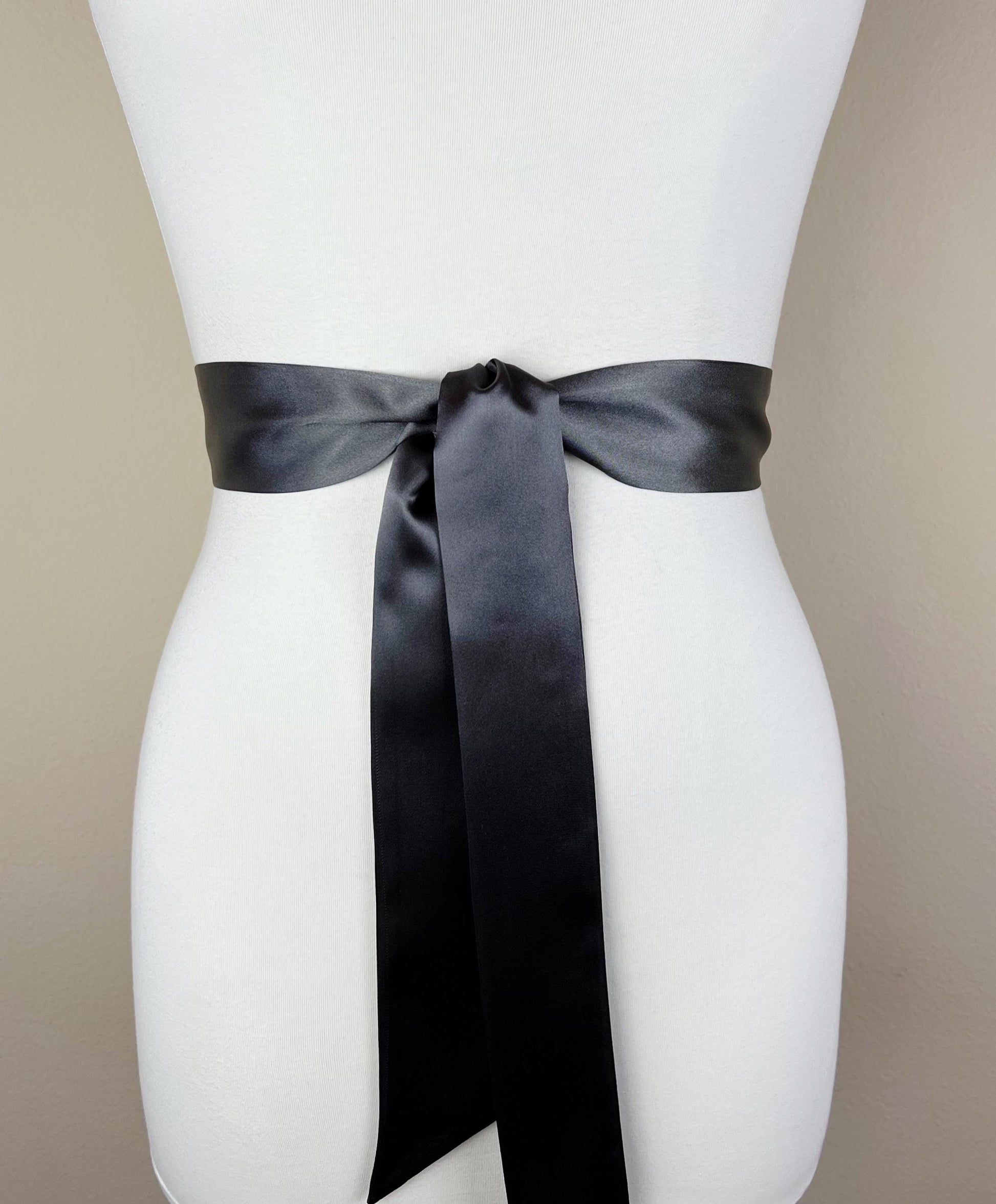 Narrow Charcoal Gray Sash, Charcoal Satin Sash, Dark Gray Satin Sash, Charcoal Sash Belt, Gray Wedding Dress, Gray Dress Sash, Satin Swank