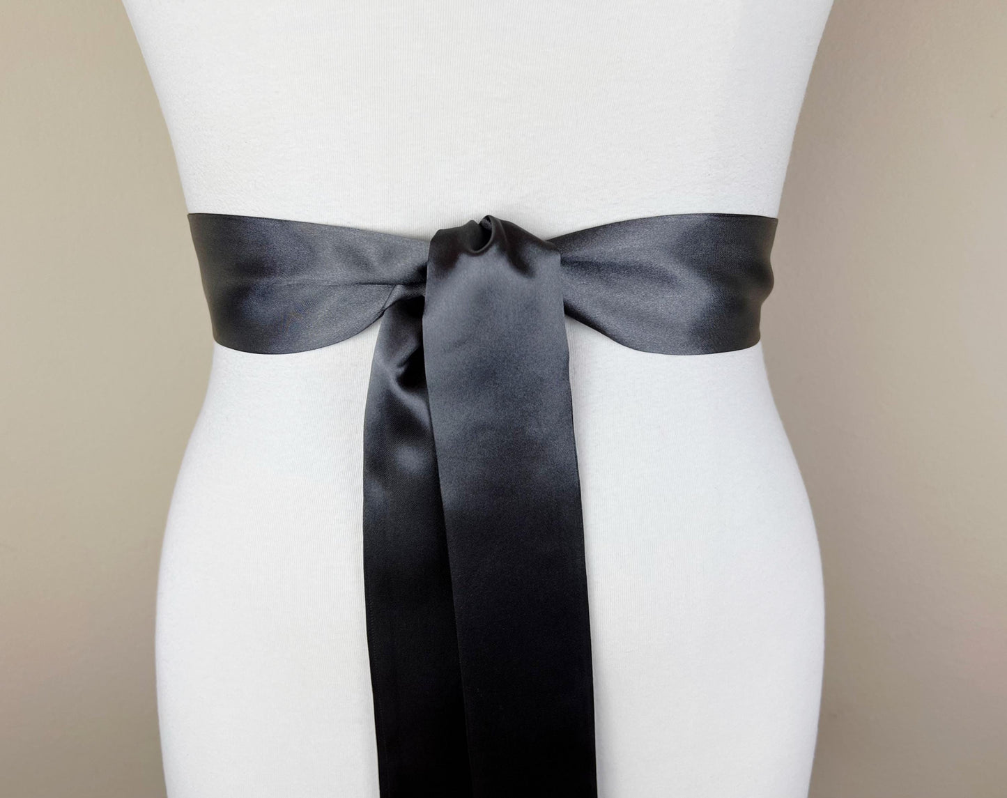 Narrow Charcoal Gray Sash, Charcoal Satin Sash, Dark Gray Satin Sash, Charcoal Sash Belt, Gray Wedding Dress, Gray Dress Sash, Satin Swank