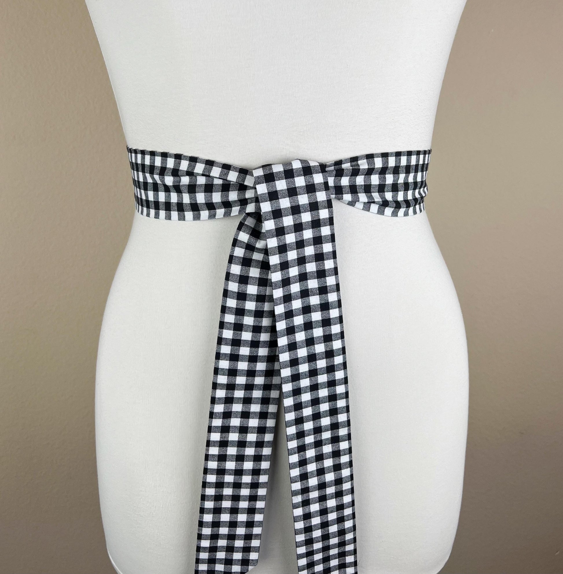 Narrow Black & White Buffalo Plaid Sash Belt, Black and White Check Sash, White and Black Sash, Gingham Belt, Checkerboard Belt, Satin Swank