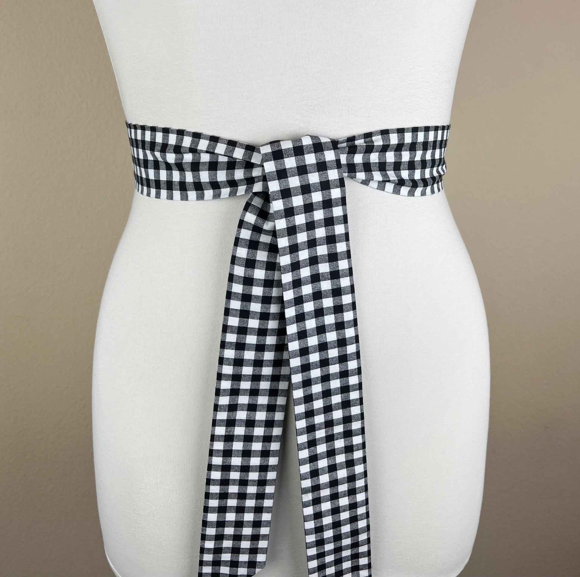 Narrow Black & White Buffalo Plaid Sash Belt, Black and White Check Sash, White and Black Sash, Gingham Belt, Checkerboard Belt, Satin Swank