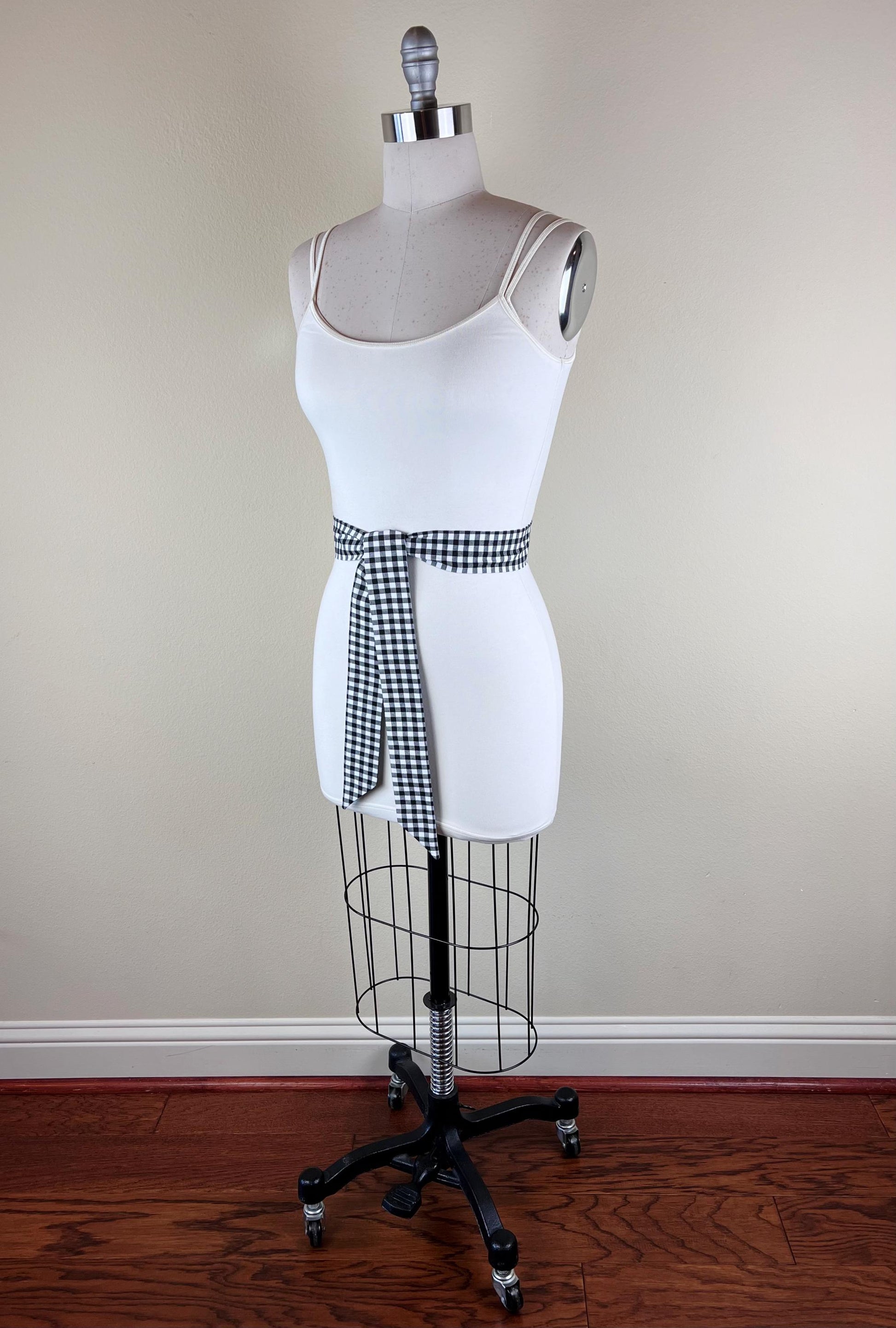Narrow Black & White Buffalo Plaid Sash Belt, Black and White Check Sash, White and Black Sash, Gingham Belt, Checkerboard Belt, Satin Swank