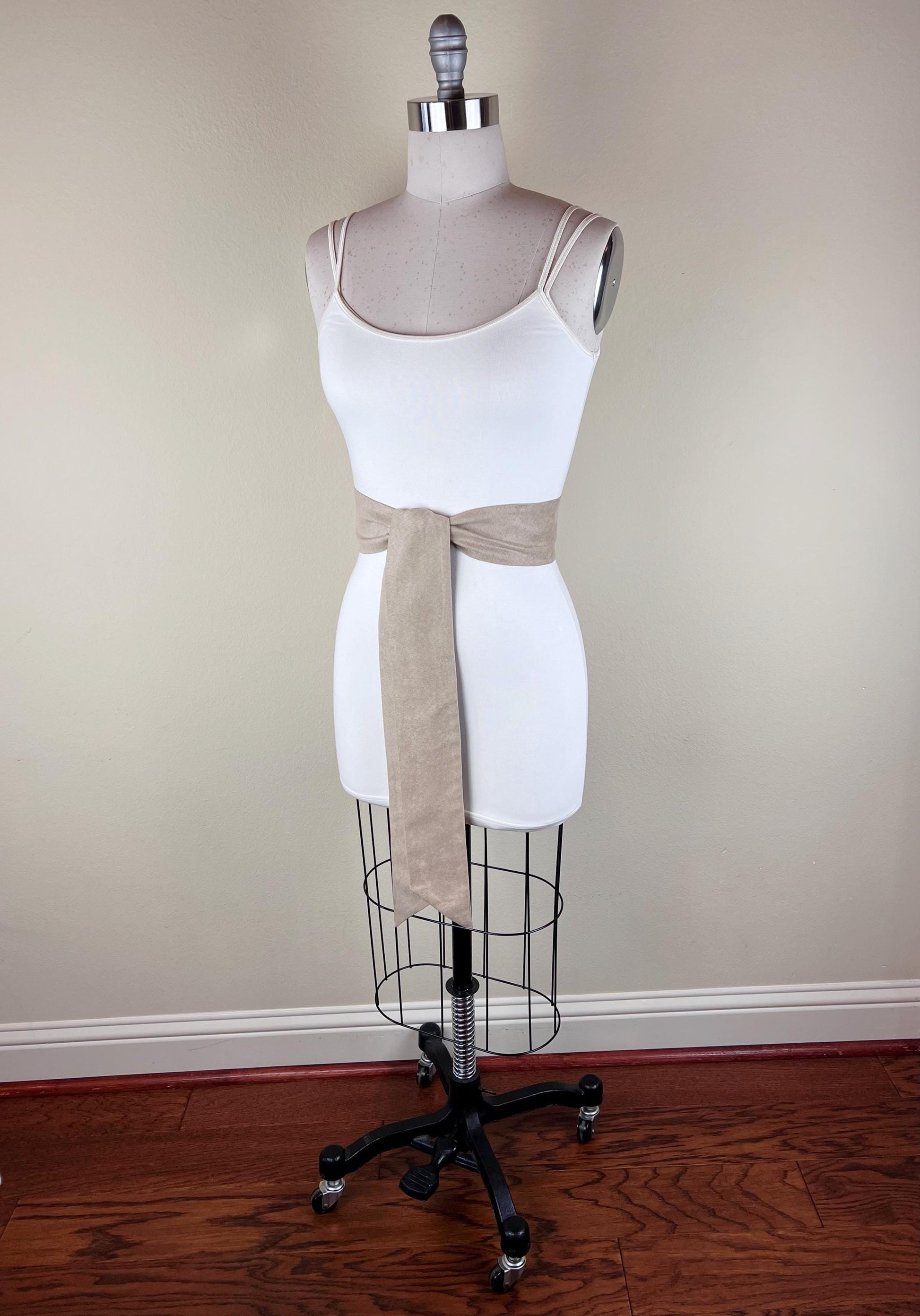 Ultra Suede® Sash in Sandstone, Sand Micro Suede Sash, Sand Suede Cloth Sash Belt, Suede Accessories, Sandstone Ultra Suede Belt Satin Swank