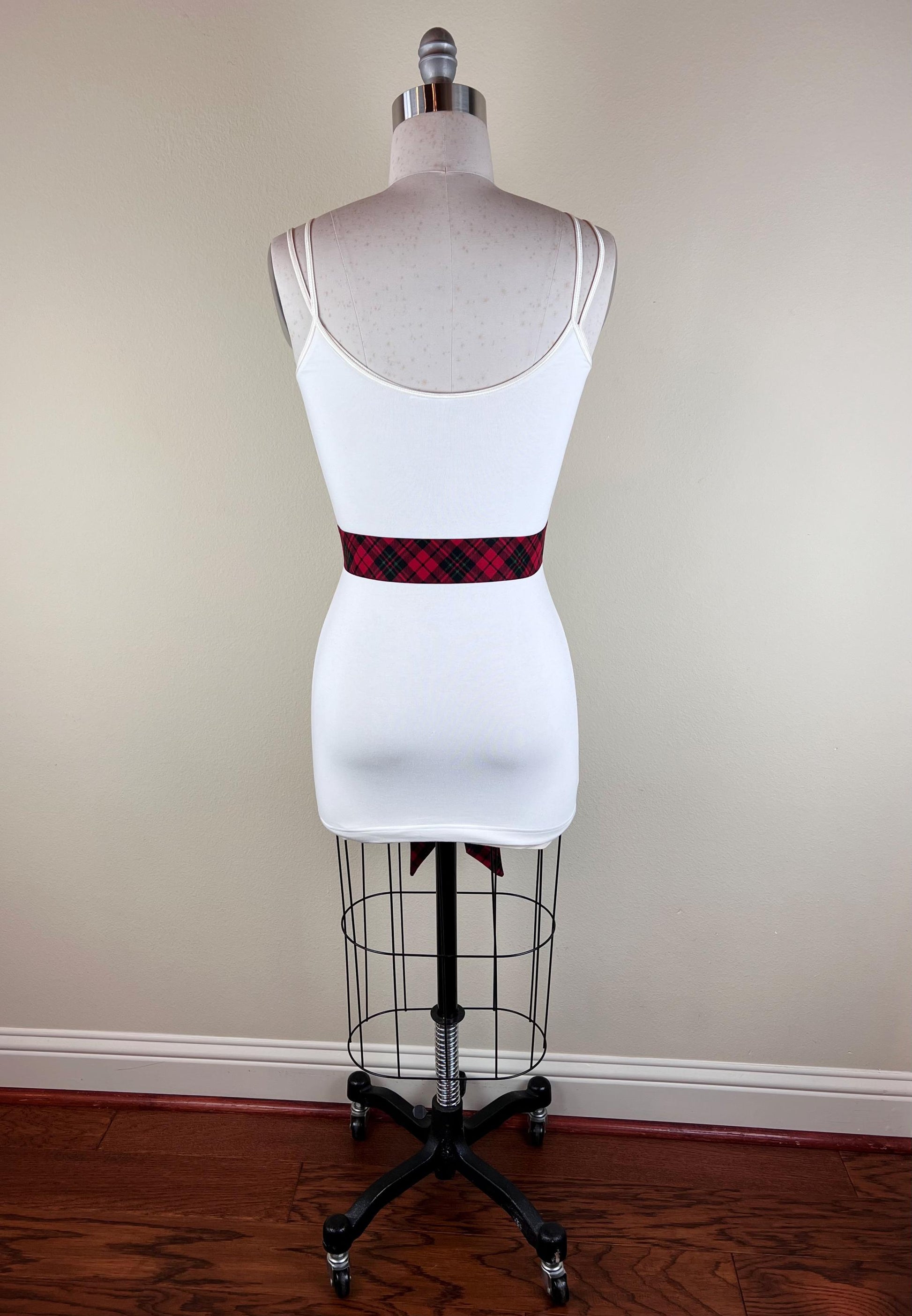 Narrow Red & Black Plaid Sash, Christmas Plaid Sash Belt, Red and Black Tartan Sash, Christmas Tartan Sash Belt, Red Plaid Belt, Satin Swank