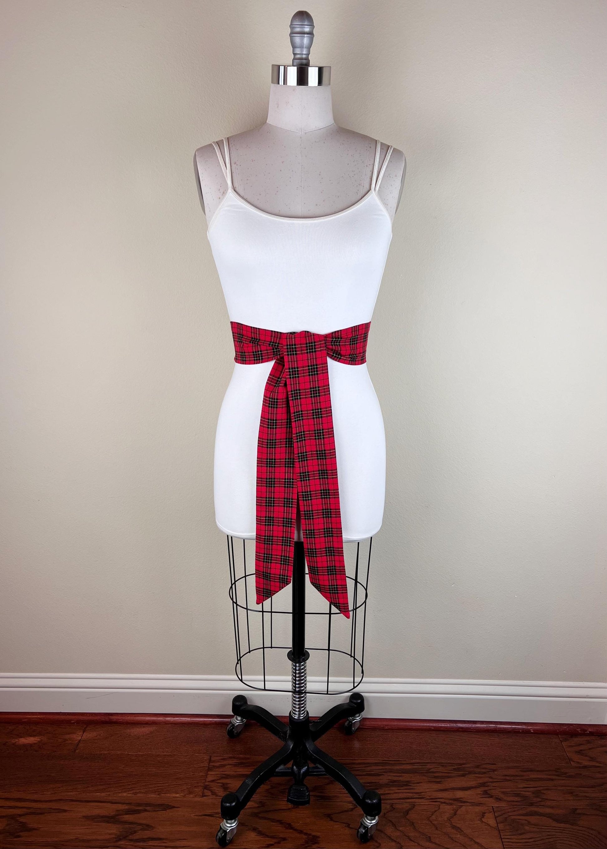 Wide Red & Black Plaid Sash, Black and Red Tartan Sash Belt, Red and Black Tartan Sash, Tartan Accessories, Red Plaid Sash, Satin Swank
