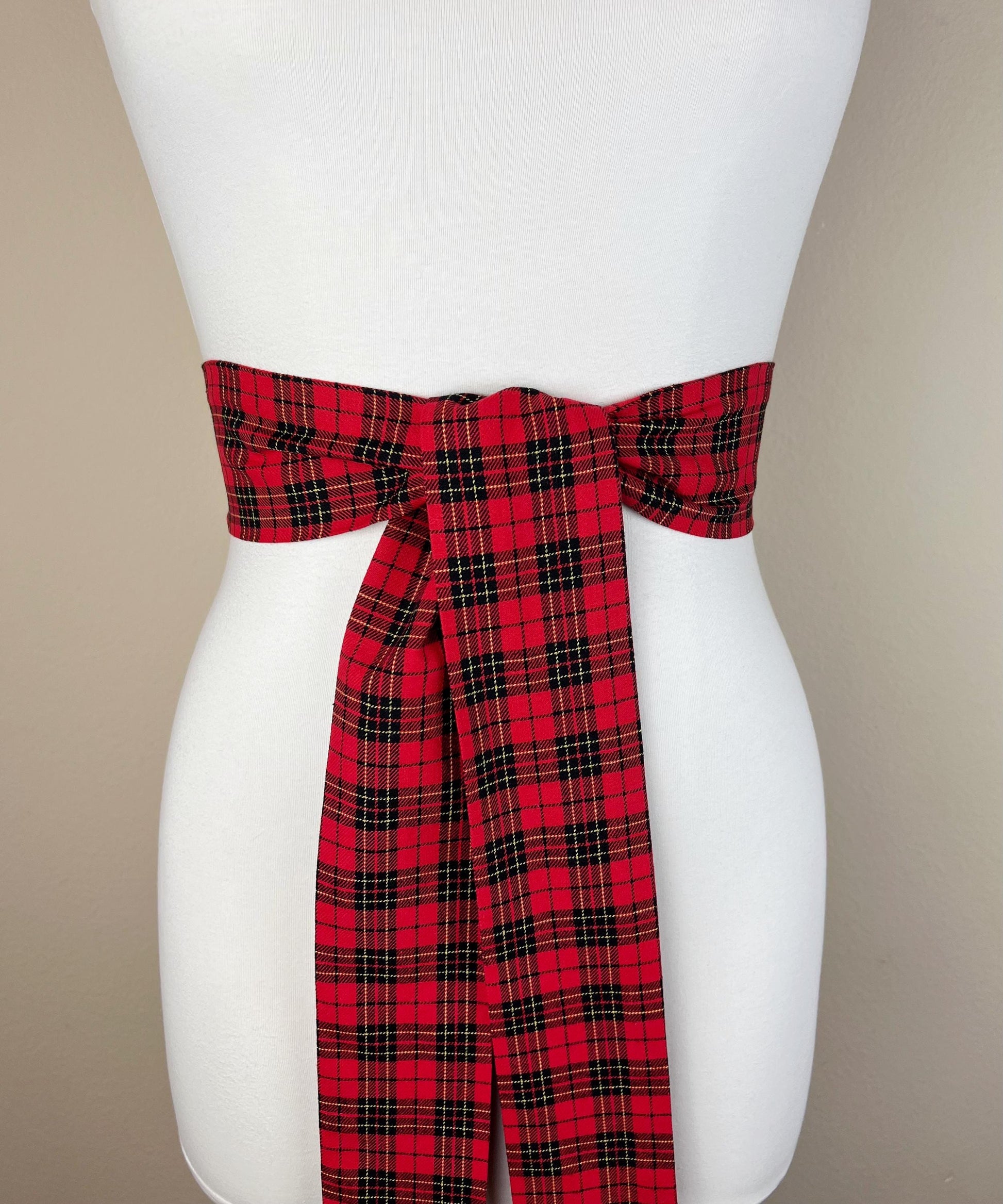 Wide Red & Black Plaid Sash, Black and Red Tartan Sash Belt, Red and Black Tartan Sash, Tartan Accessories, Red Plaid Sash, Satin Swank