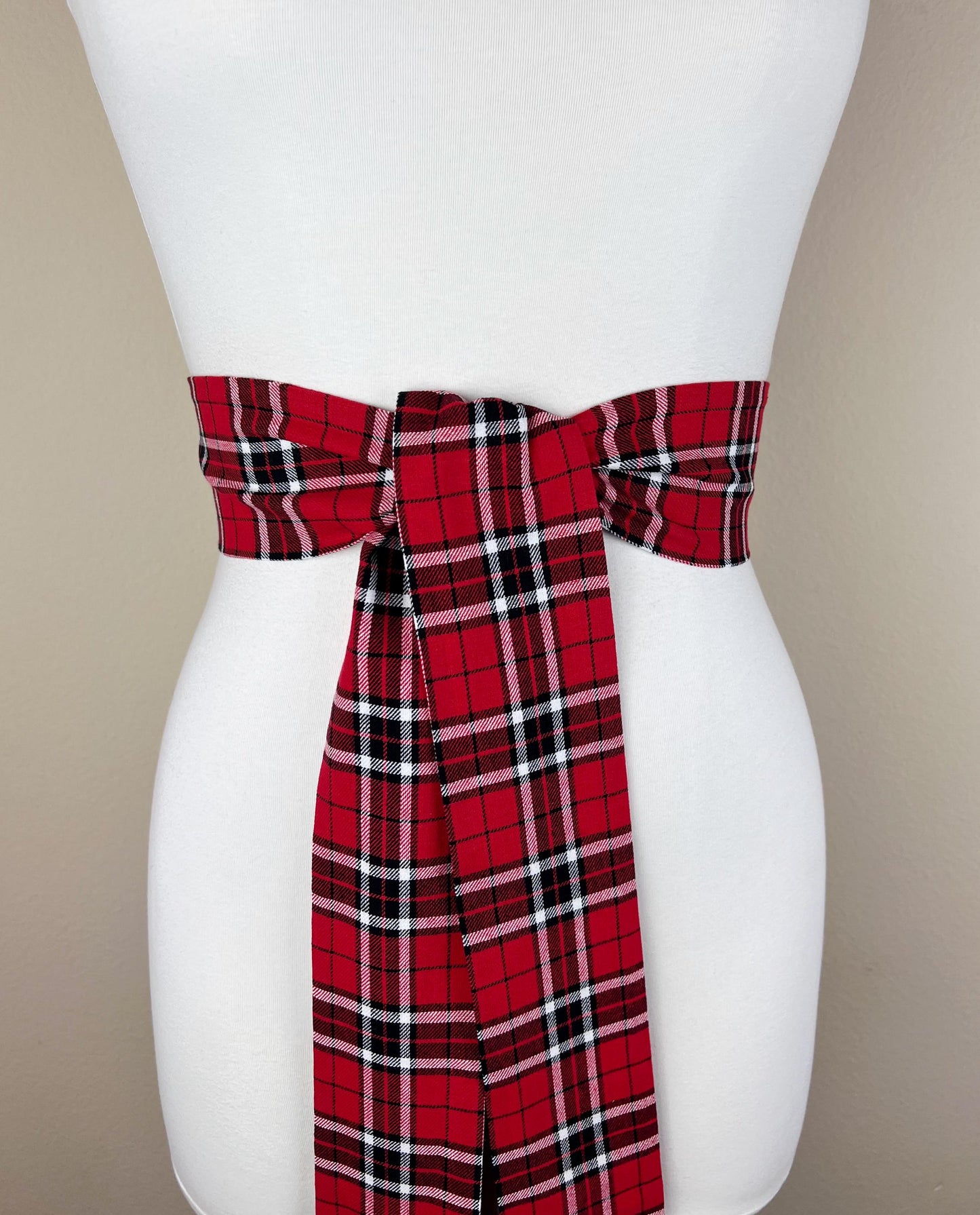 Wide Red & Black Plaid Sash, Black and Red Tartan Sash Belt, Red and Black Tartan Sash, Tartan Accessories, Red Plaid Sash, Satin Swank