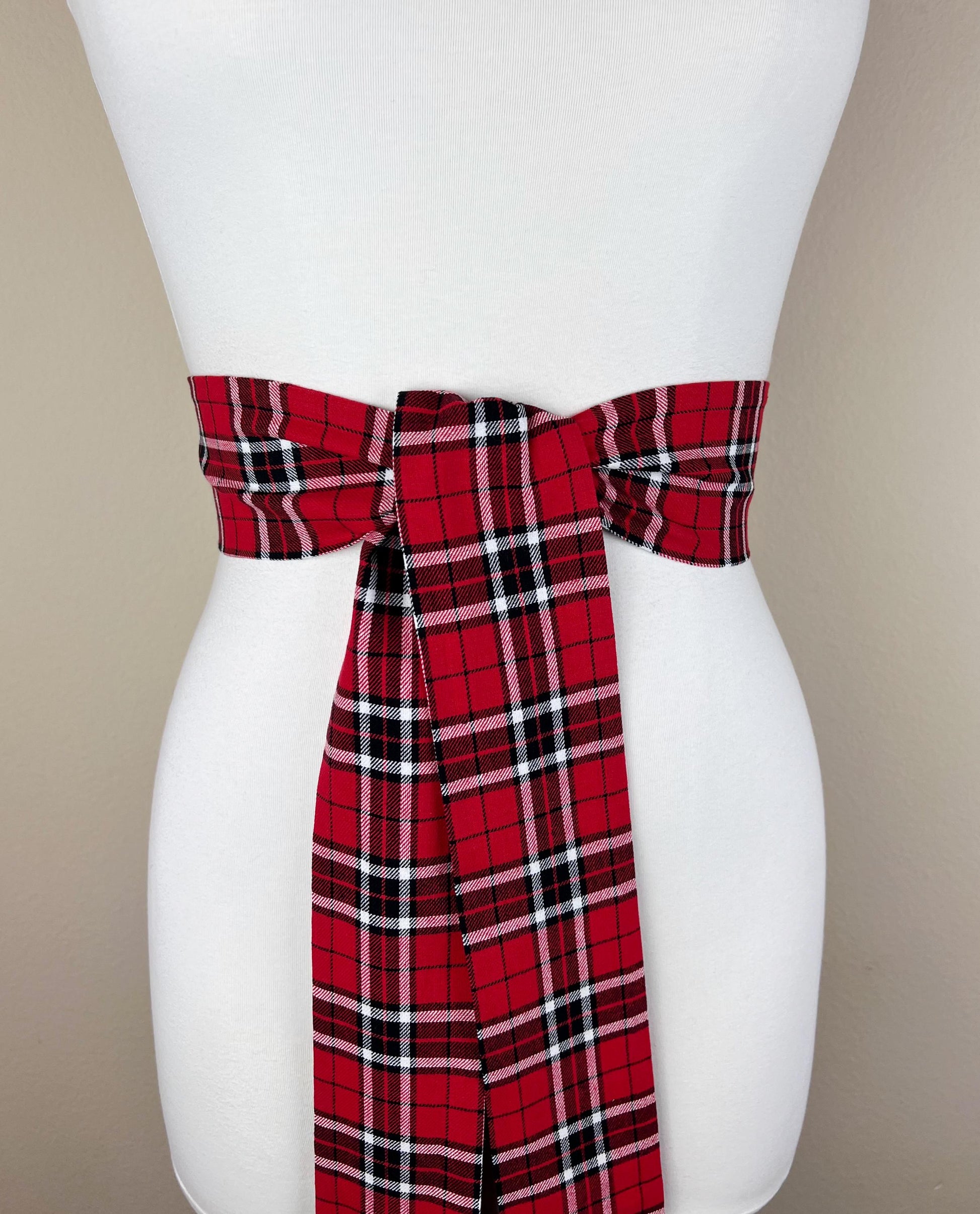 Wide Red & Black Plaid Sash, Black and Red Tartan Sash Belt, Red and Black Tartan Sash, Tartan Accessories, Red Plaid Sash, Satin Swank