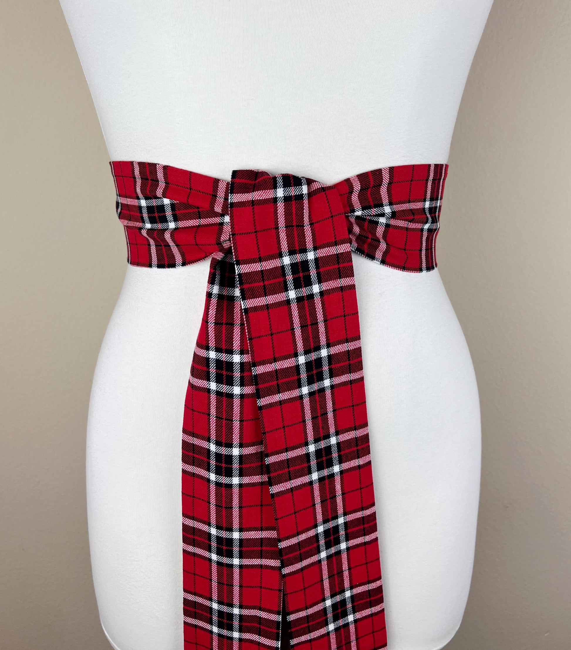 Wide Red & Black Plaid Sash, Black and Red Tartan Sash Belt, Red and Black Tartan Sash, Tartan Accessories, Red Plaid Sash, Satin Swank