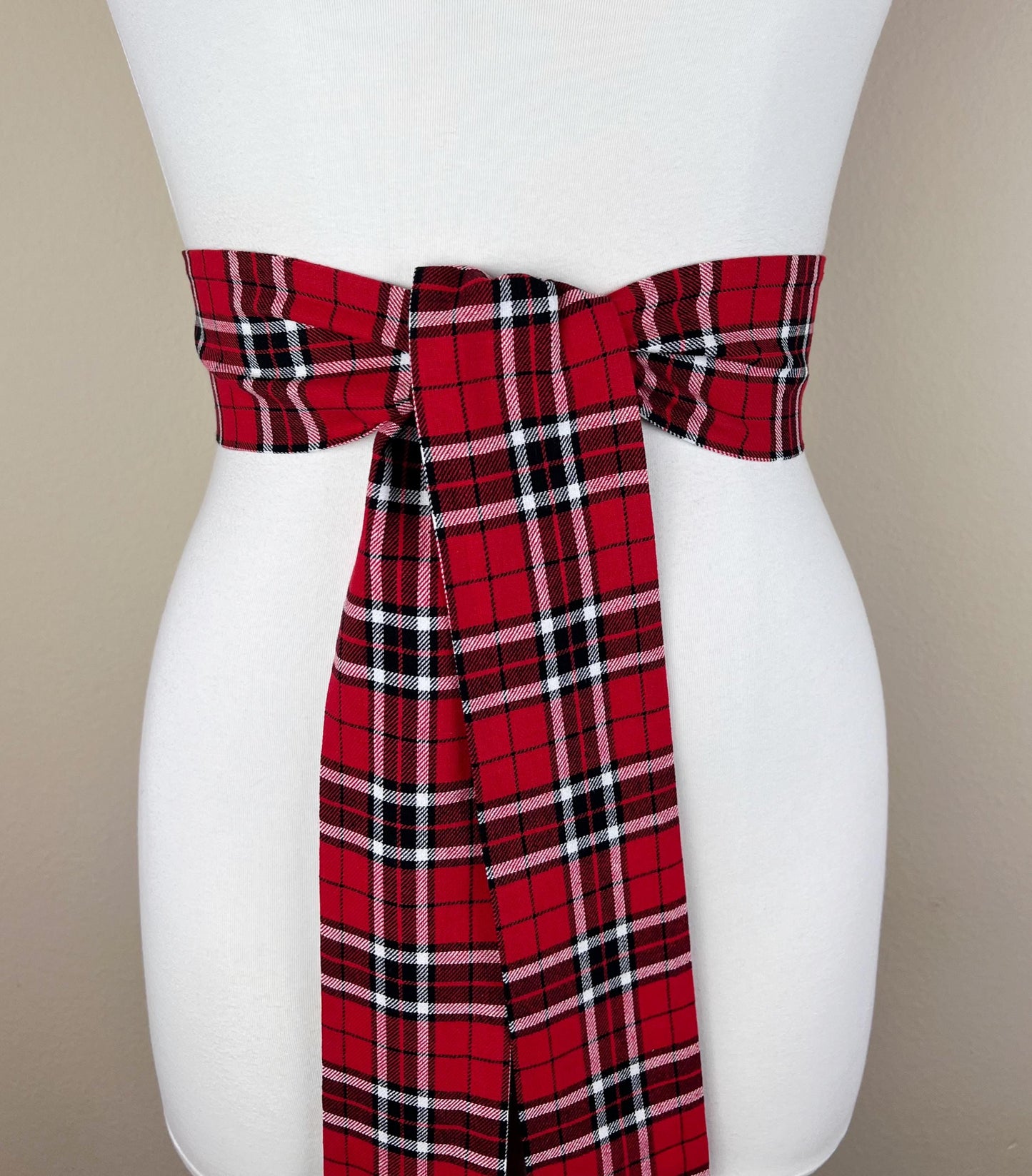 Wide Red & Black Plaid Sash, Black and Red Tartan Sash Belt, Red and Black Tartan Sash, Tartan Accessories, Red Plaid Sash, Satin Swank