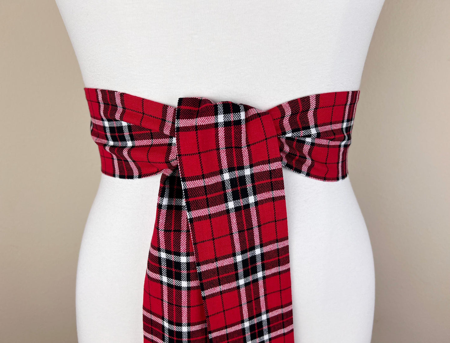 Wide Red & Black Plaid Sash, Black and Red Tartan Sash Belt, Red and Black Tartan Sash, Tartan Accessories, Red Plaid Sash, Satin Swank