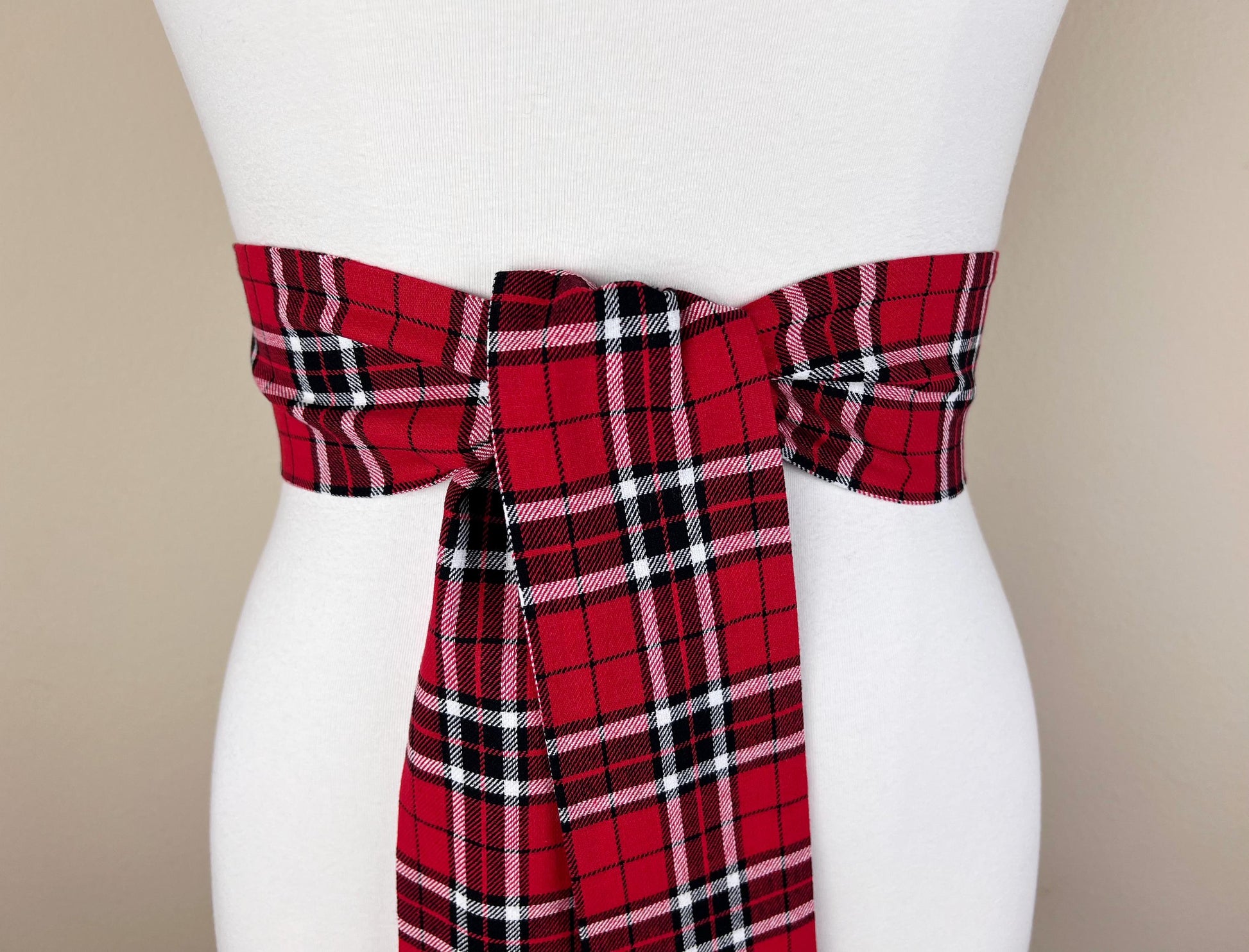 Wide Red & Black Plaid Sash, Black and Red Tartan Sash Belt, Red and Black Tartan Sash, Tartan Accessories, Red Plaid Sash, Satin Swank